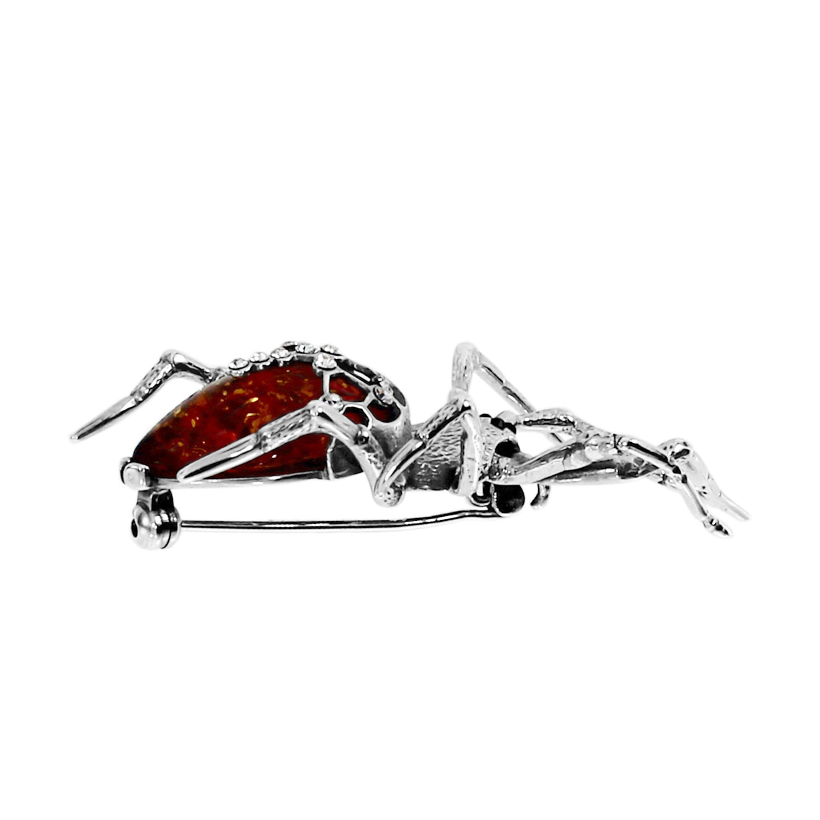 OSTSEE-SCHMUCK Brosche »- Spinne - Silber 925/000 - Bernstein&Schmuckstein«