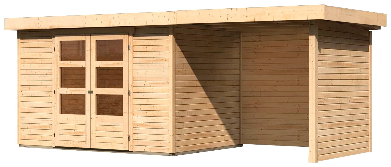 Karibu Gartenhaus »Askola 4«, mit Anbaudach, Seiten- und Rückwand