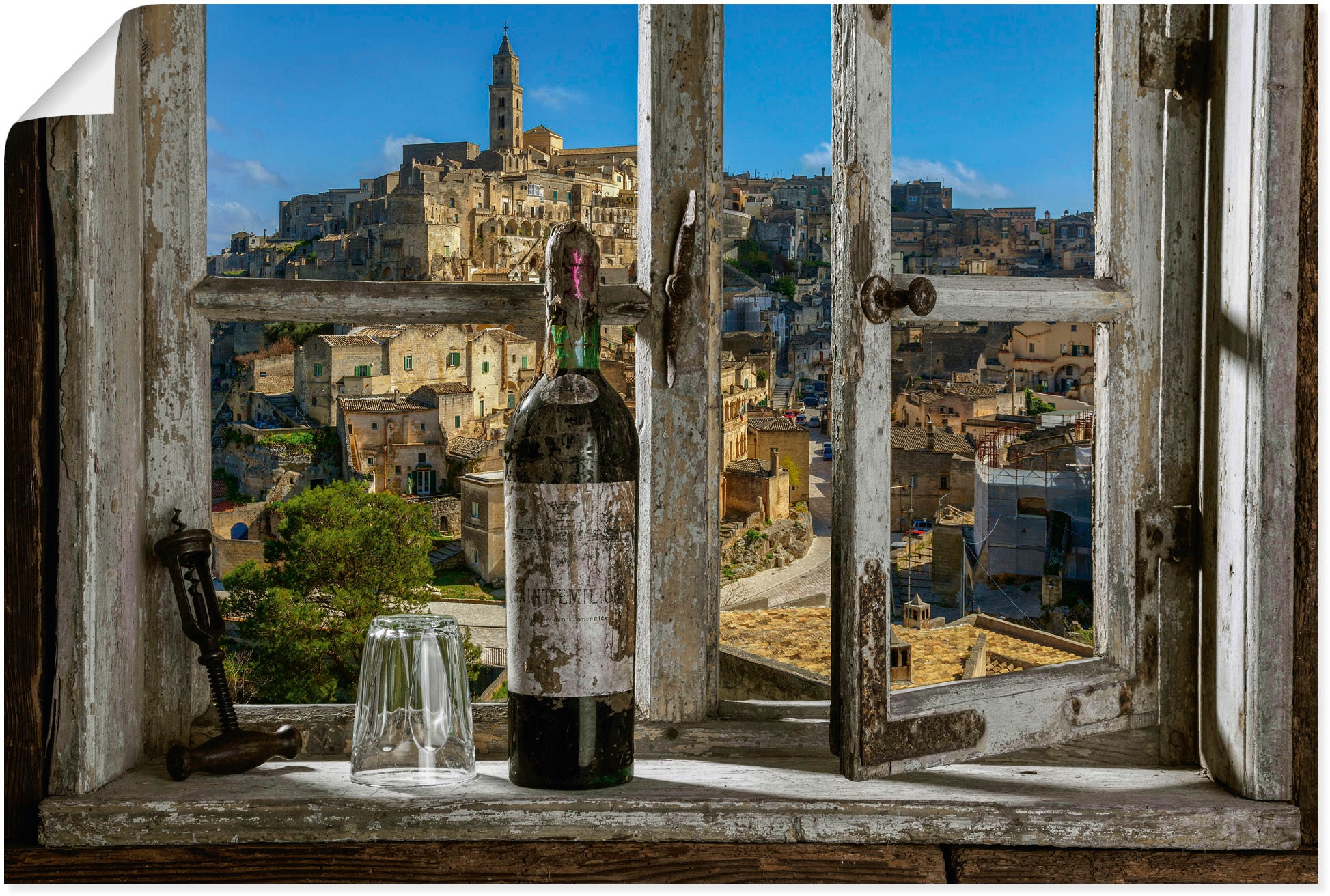 Artland Wandbild "Blick aus dem Fenster Matera, Italien", Fenster & Türen, (1 St.), als Alubild, Outdoorbild, Leinwandbi