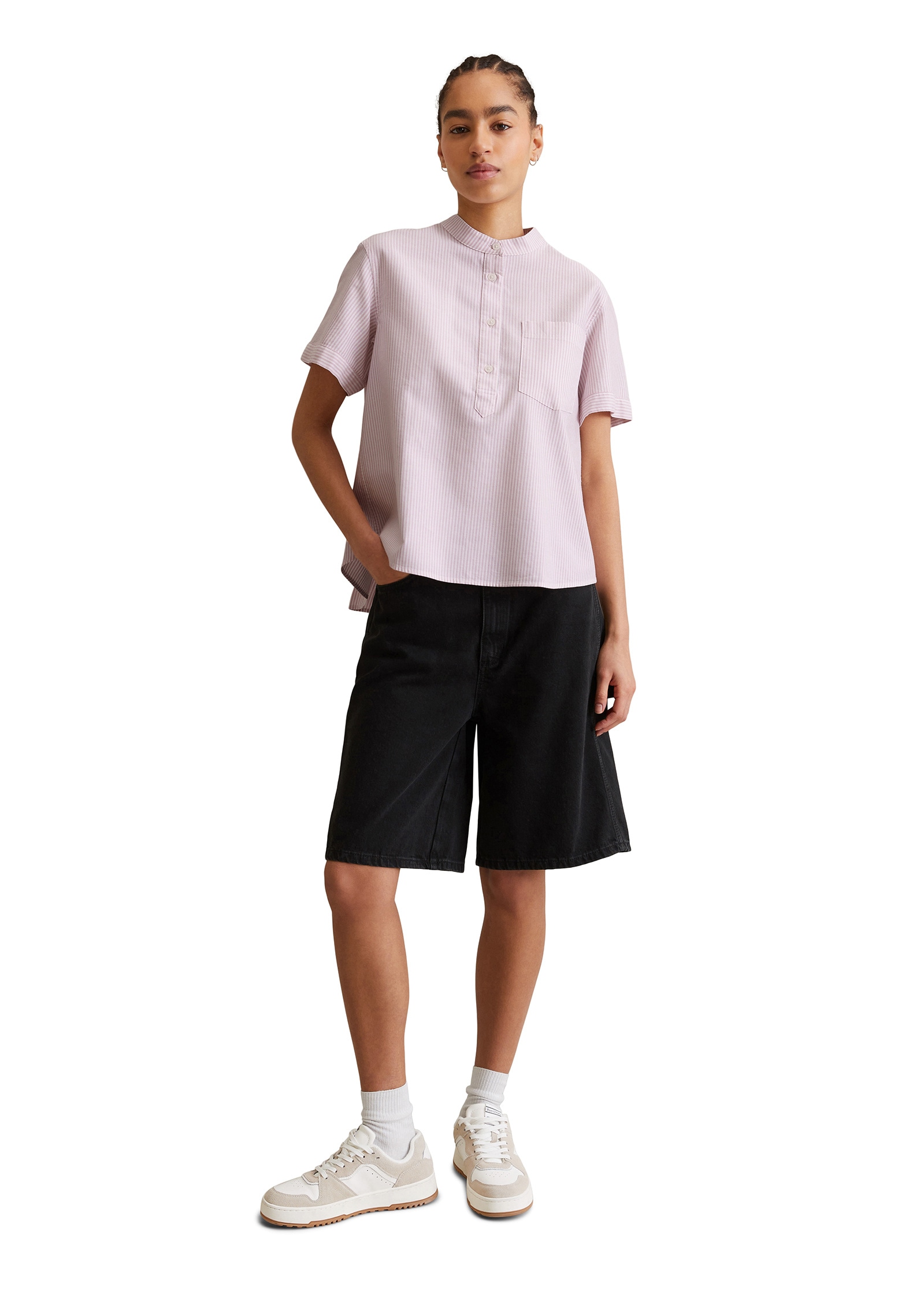 Marc O'Polo DENIM Kurzarmbluse »aus gestreiftem Oxford«
