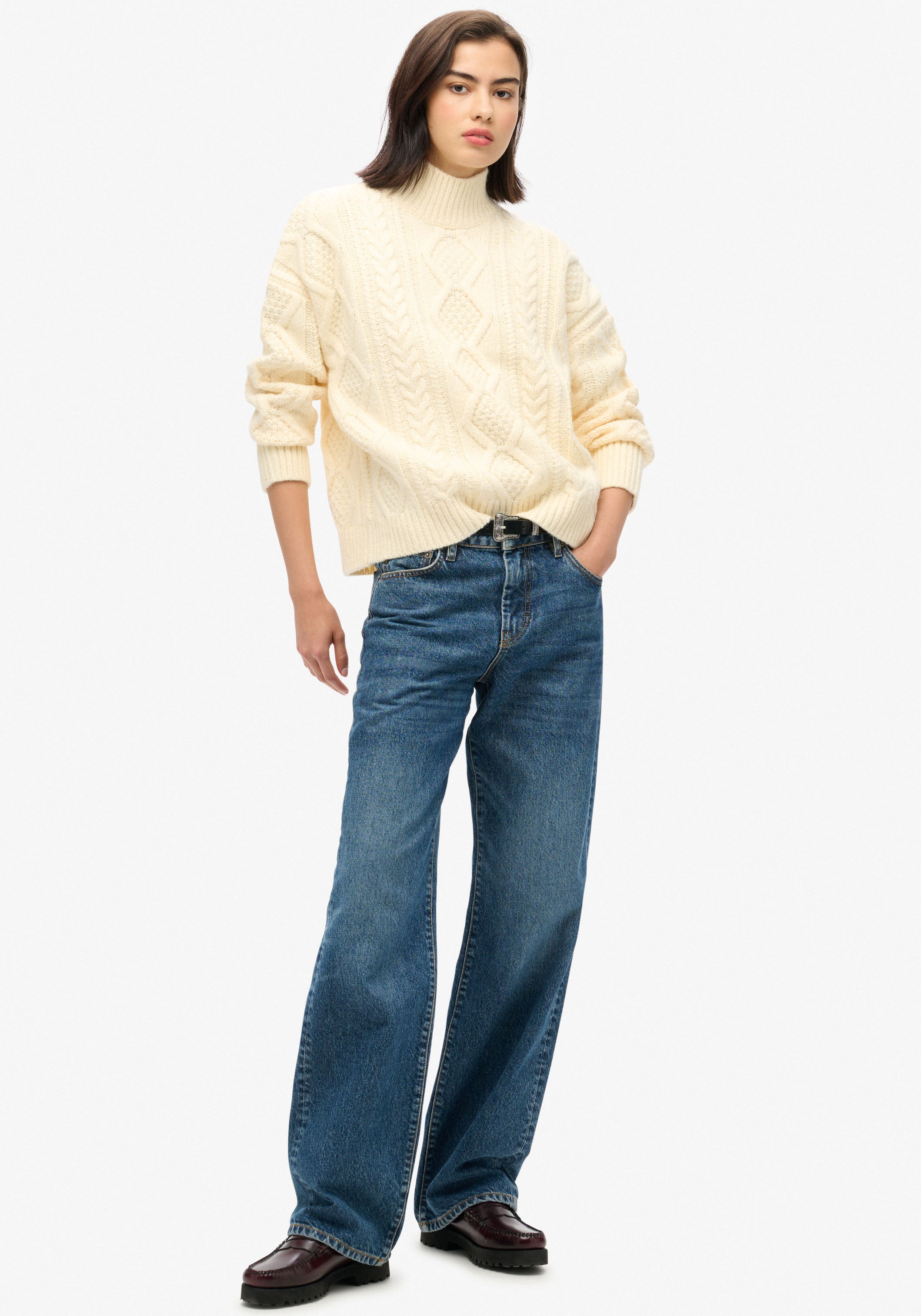 Superdry Strickpullover »CABLE HIGH NECK JUMPER«