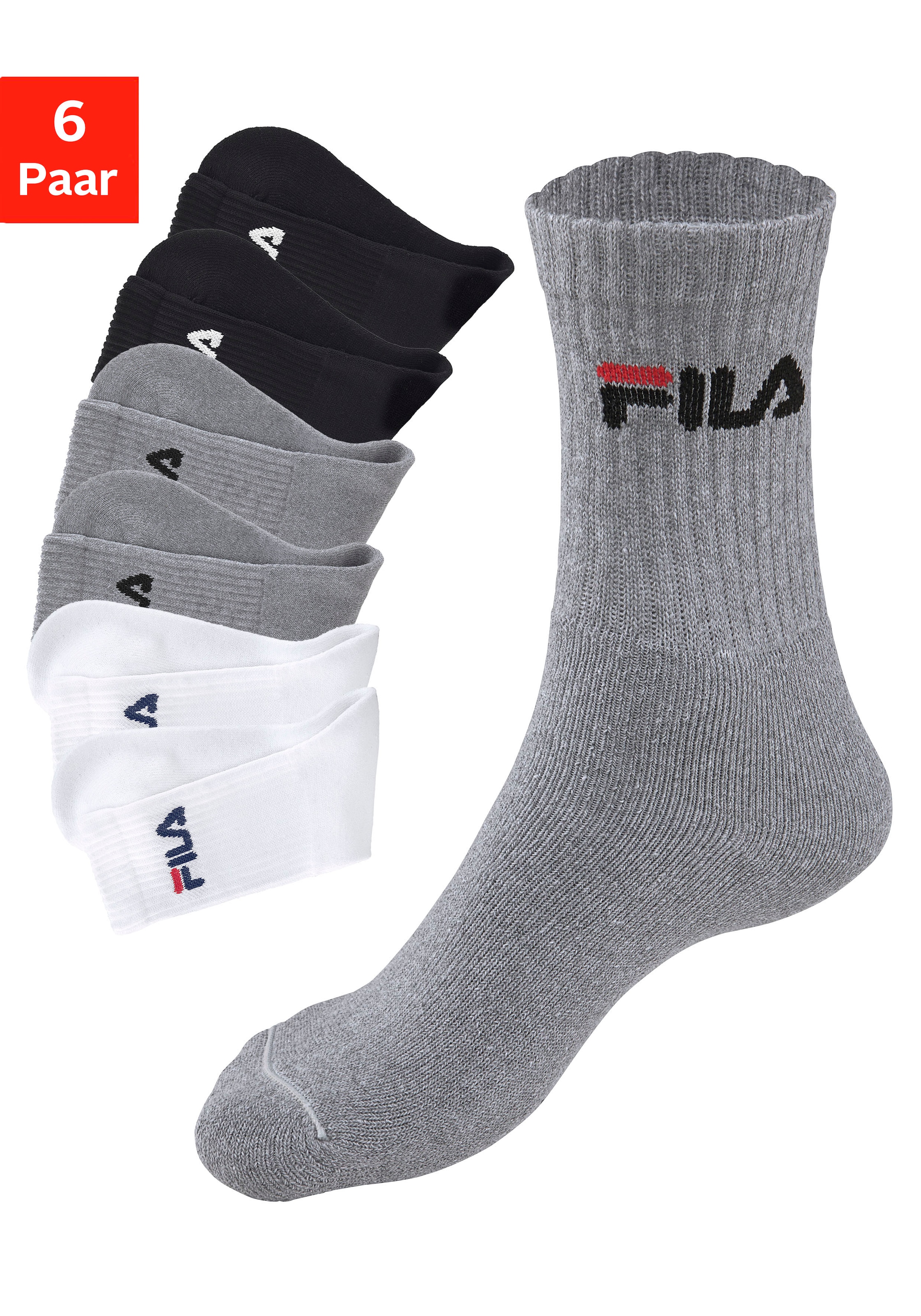 Fila Tennissocken, (6er Pack), mit eingestricktem Logo