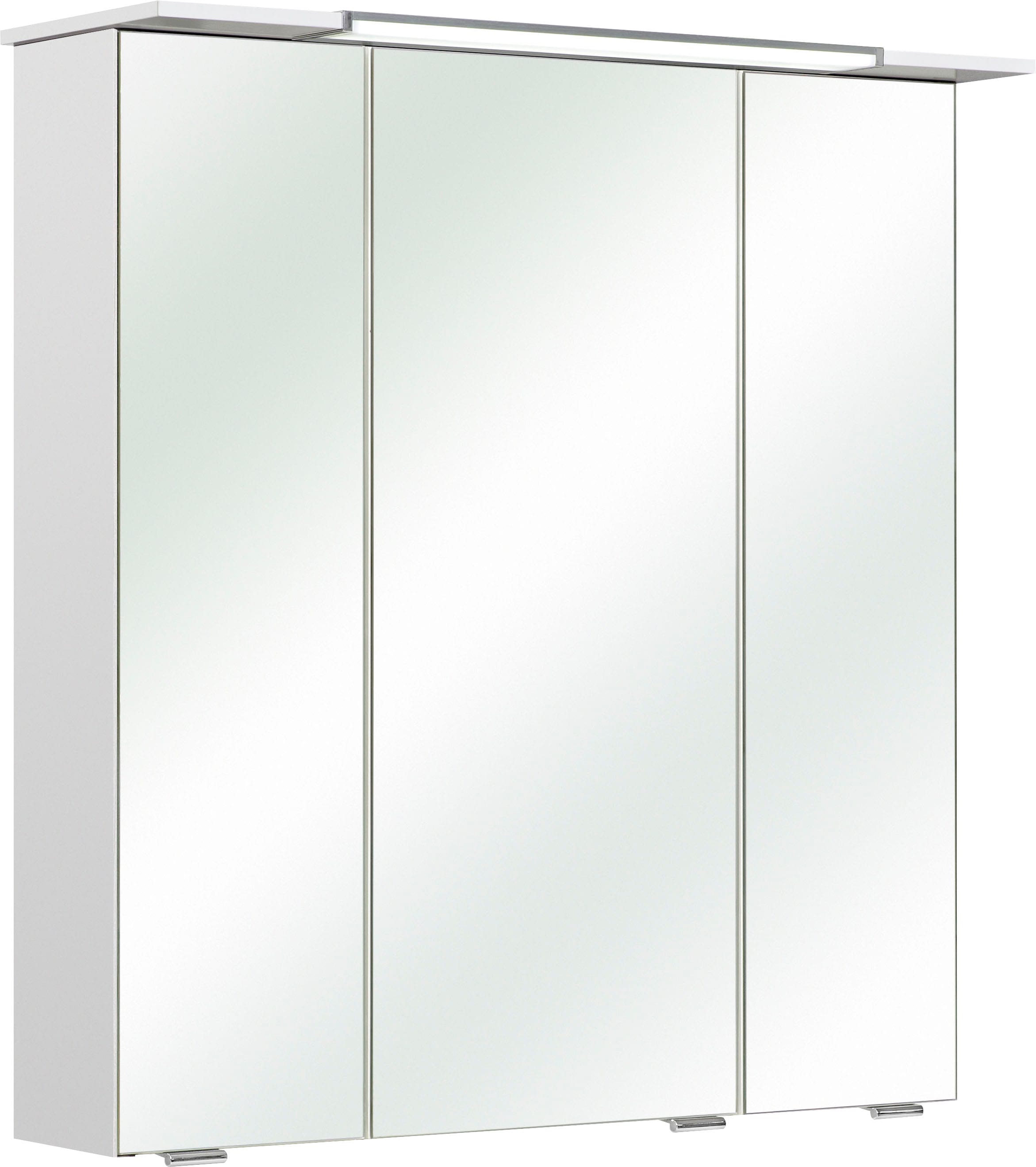 Saphir Spiegelschrank "Quickset 376 Badschrank, 3 Spiegeltüren, 6 Einlegeböden, 67 cm breit", inkl. LED-Beleuchtung, Tür