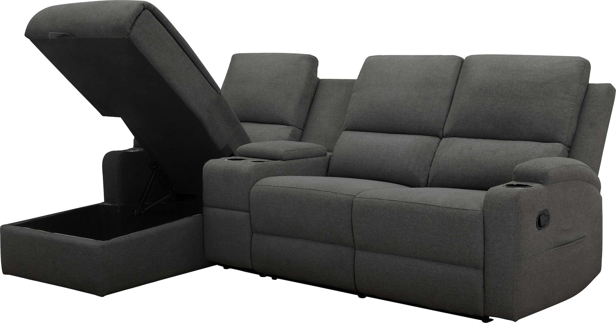 Home affaire Ecksofa »Napori Multimediasofa, 3er Kinosessel XXL, L-Form,«, Kinosofa mit Relaxfunktion, Getränkehalter, Staufach und Staukasten