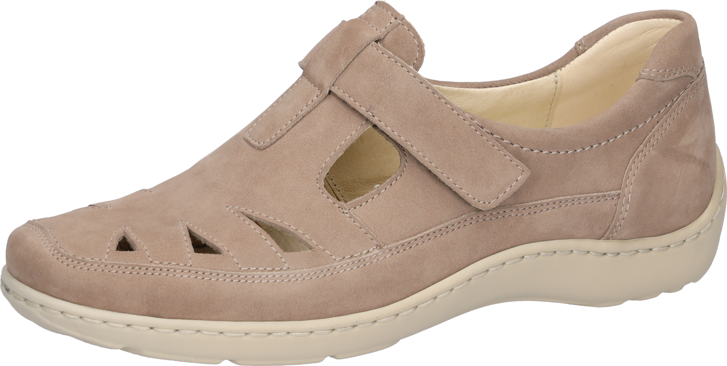 Klettschuh WALDLÄUFER "HENNI", Damen, Gr. 3,5 (36), beige, Nubukleder, unifarben, Schuhe Klettschuh, Halbschuh, Bequemschuh in Komfortweite H (= sehr weit)