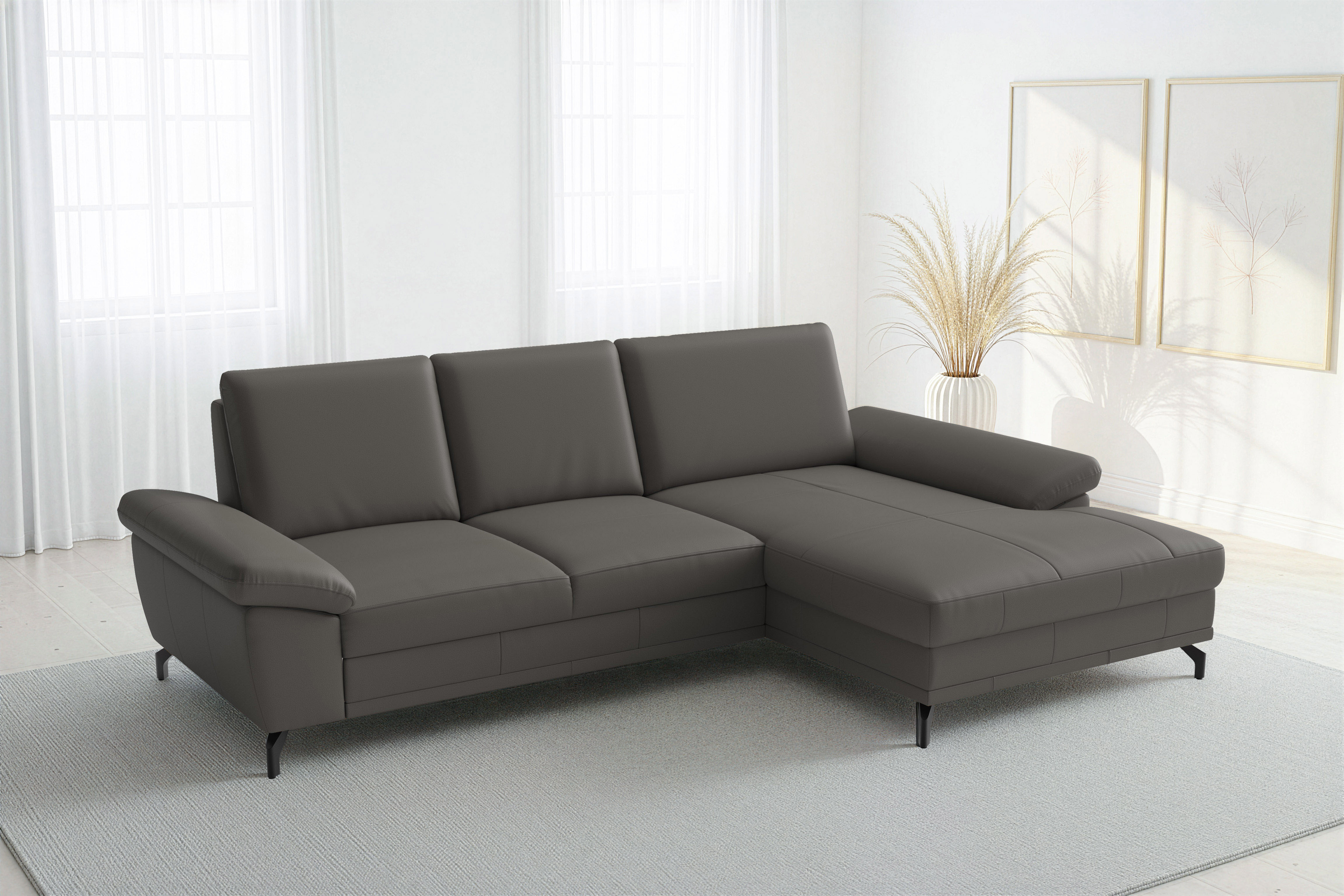 sit&more Ecksofa "Chelsea L-Form, B: 264 cm, Leder, inkl. Sitztiefen-&Armteilverstellung" optional mit Schlaffunktion und Bettkasten