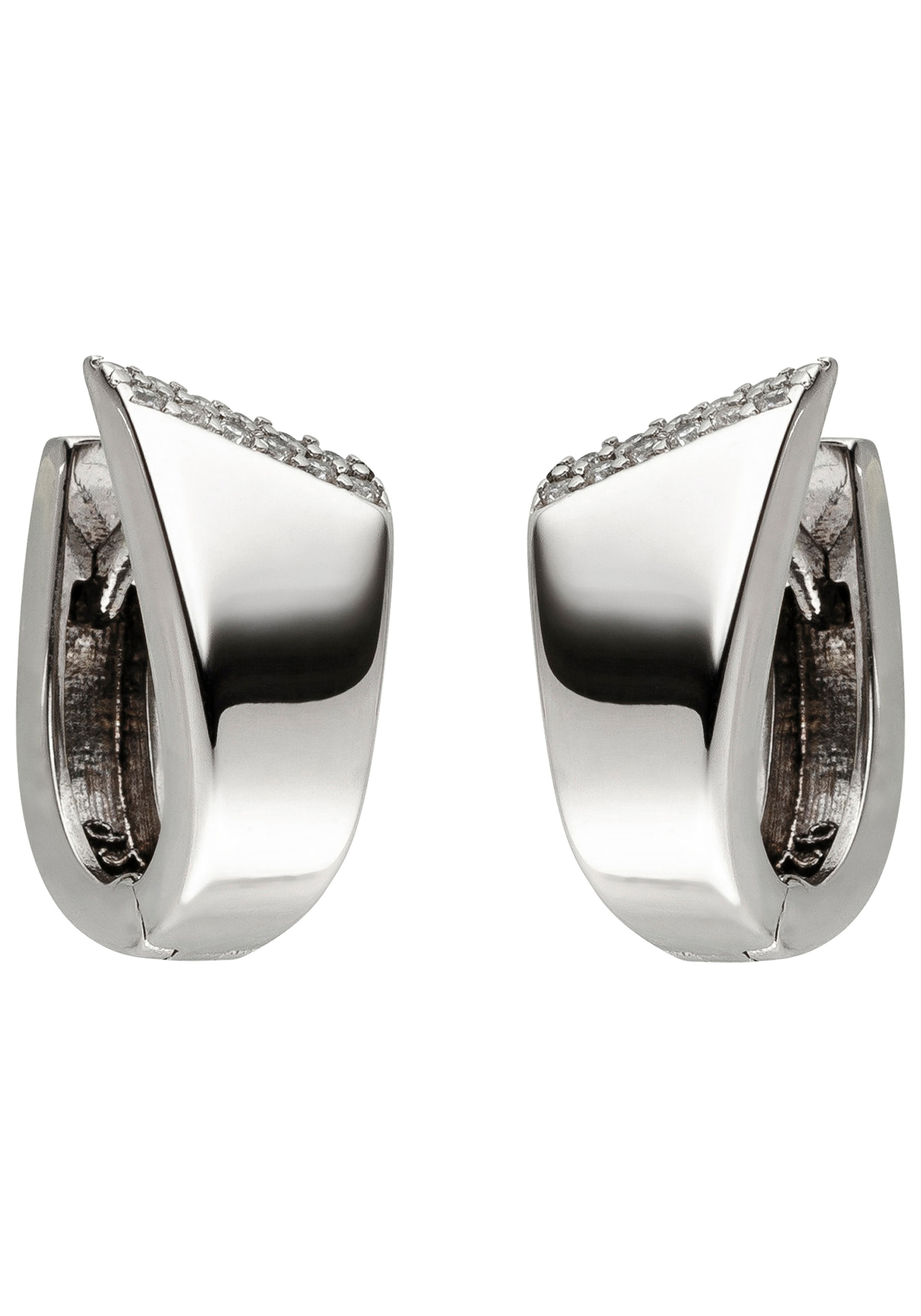 JOBO Paar Creolen 925 Silber mit 24 Zirkonia