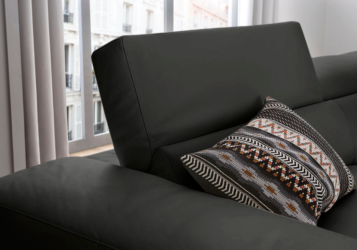 W.SCHILLIG Ecksofa »piedroo, Designsofa mit tollem Sitzkomfort, bequem und elegant, L-Form«, Kopfteilverstellung, wahlweise mit Sitztiefenverstellung, Breite 343cm