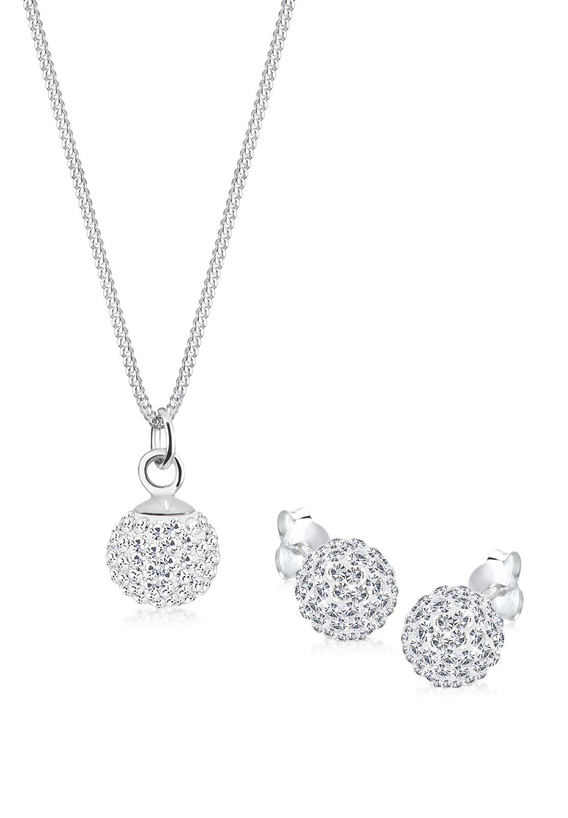 ELLI Damen Schmuckset "Kugel 925 Sterling Silber, mit Kristallen von Swarovski", onesize,mit Stein, weiß, Silber 925 (Sterlingsilber), Schmuck_Sets