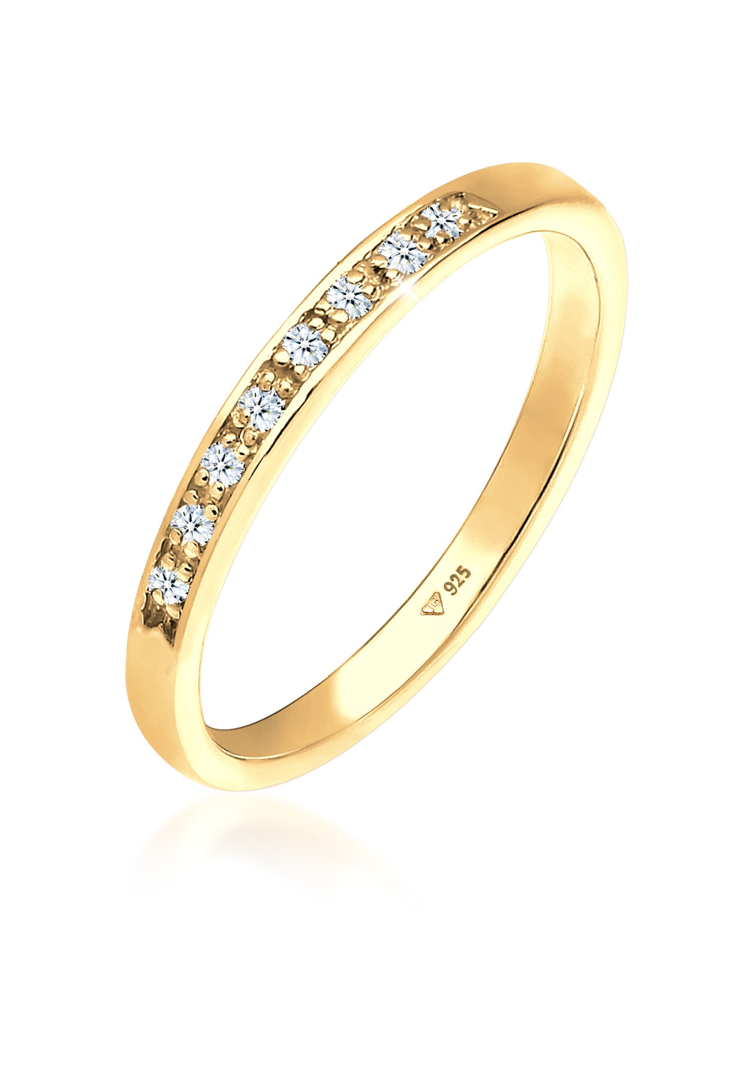 ELLI DIAMONDS Damen Verlobungsring "Ring Diamant (0.04 ct) Verlobung Beisteckring Silber", 58, Silber 925 (Sterlingsilber), gelb, Silber 925