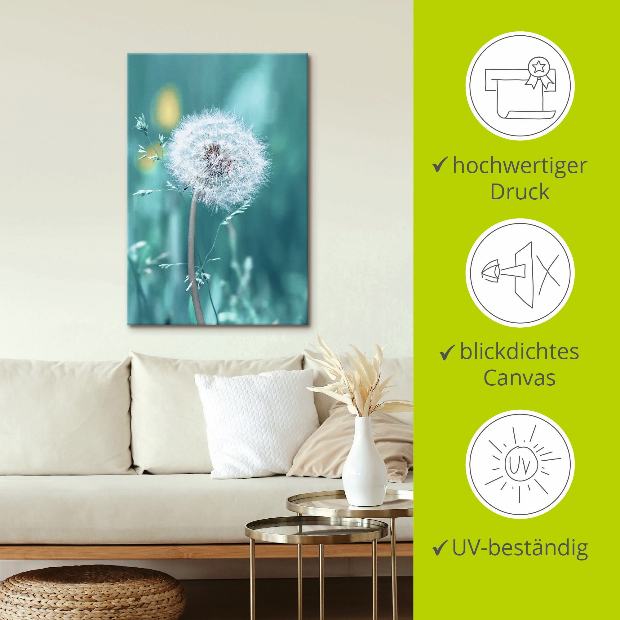 Artland Wandbild »Pusteblume«, Blumen, (1 St.), als Leinwandbild, Poster, Wandaufkleber in verschied. Größen