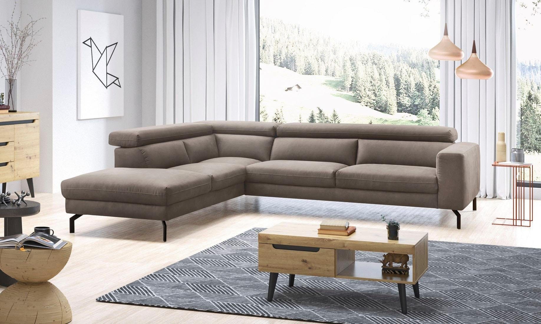 Places of Style Ecksofa »Olanta, L-Form«, mit verstellbaren Kopfstützen