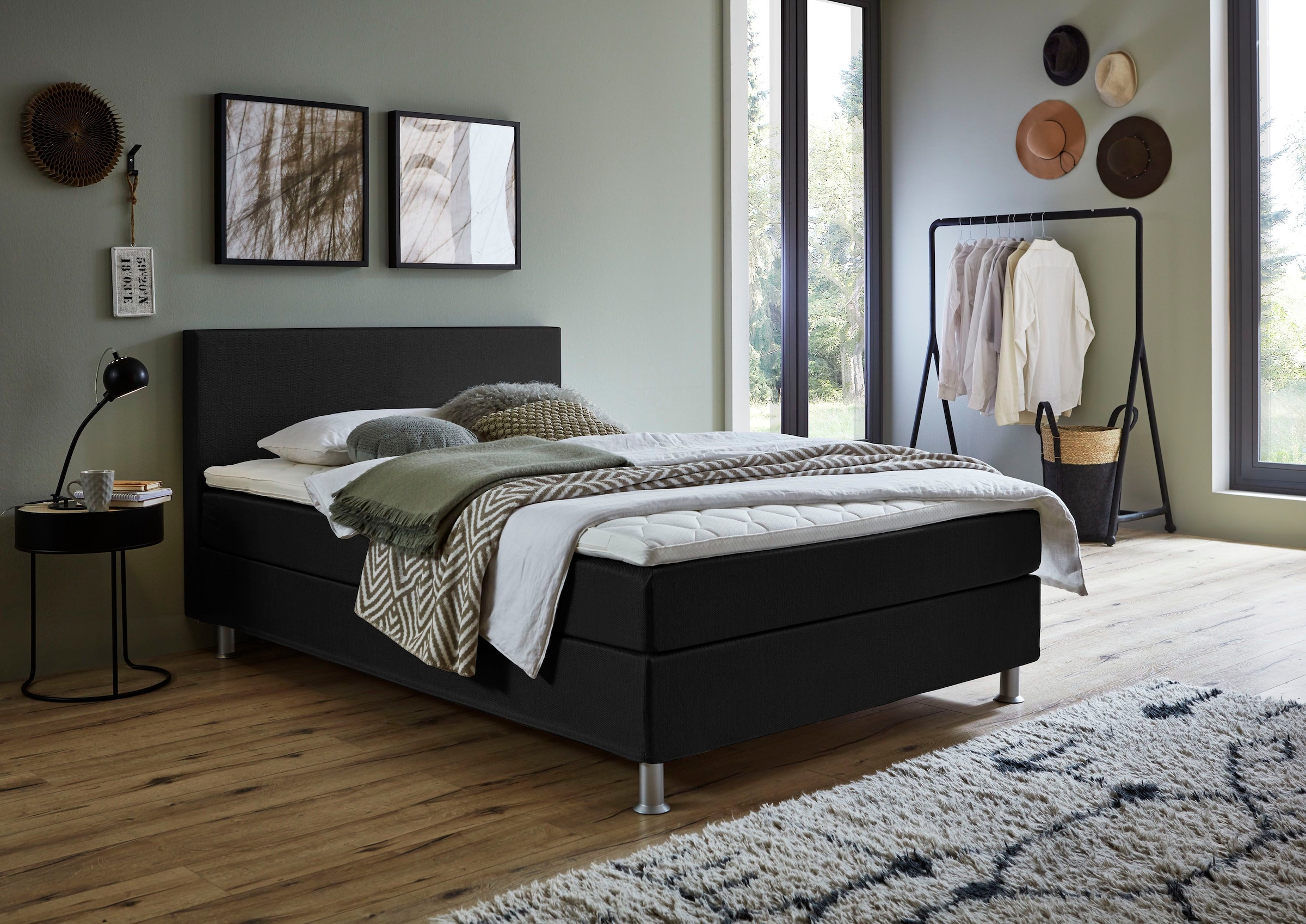 ATLANTIC home collection Boxbett "Edison", inkl. Bonnellfederkern-Matratze und Topper