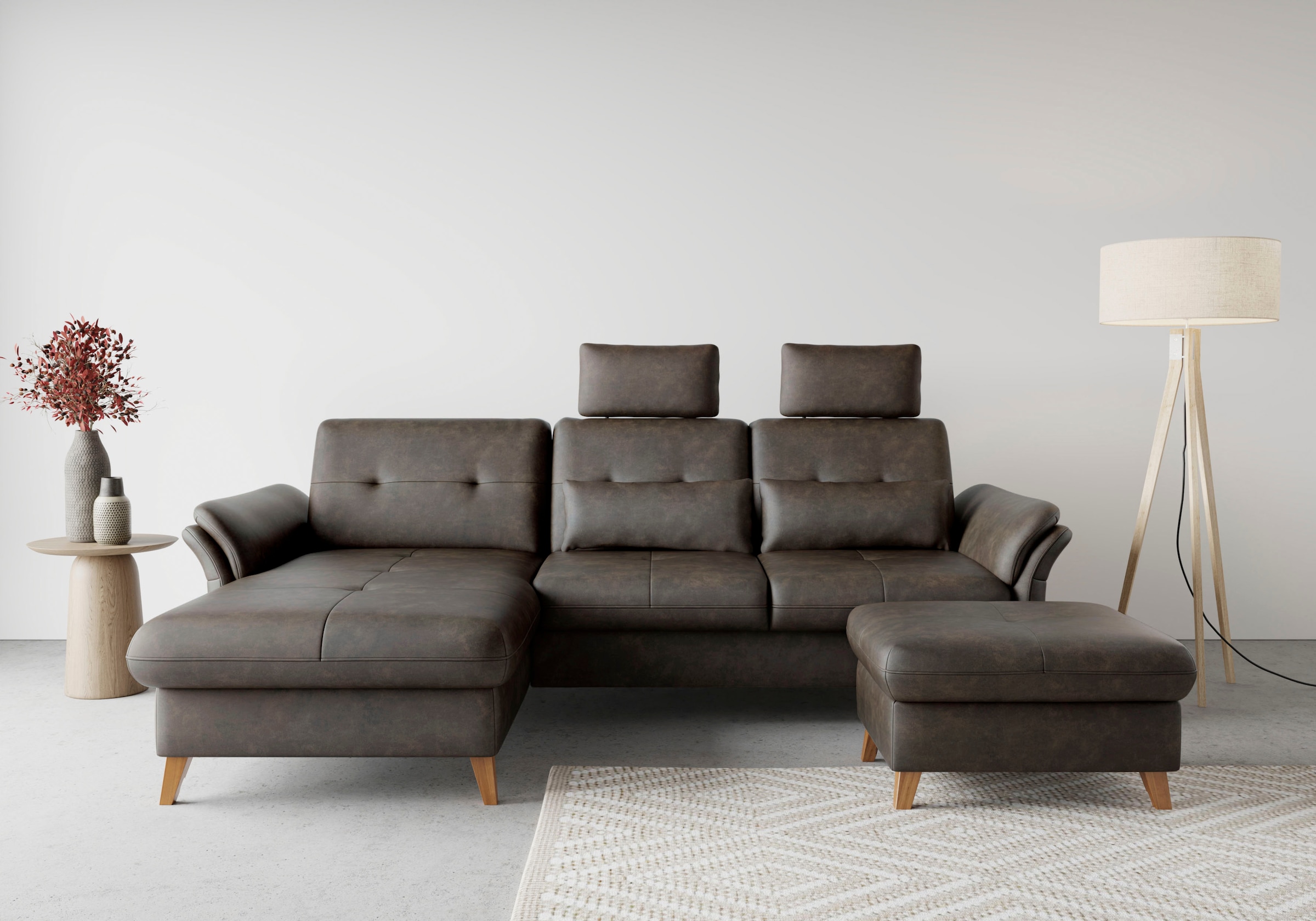 sit&more Ecksofa »Göteborg«, Sitztiefenverstellung und Federkern, wahlweise mit Bettfunktion
