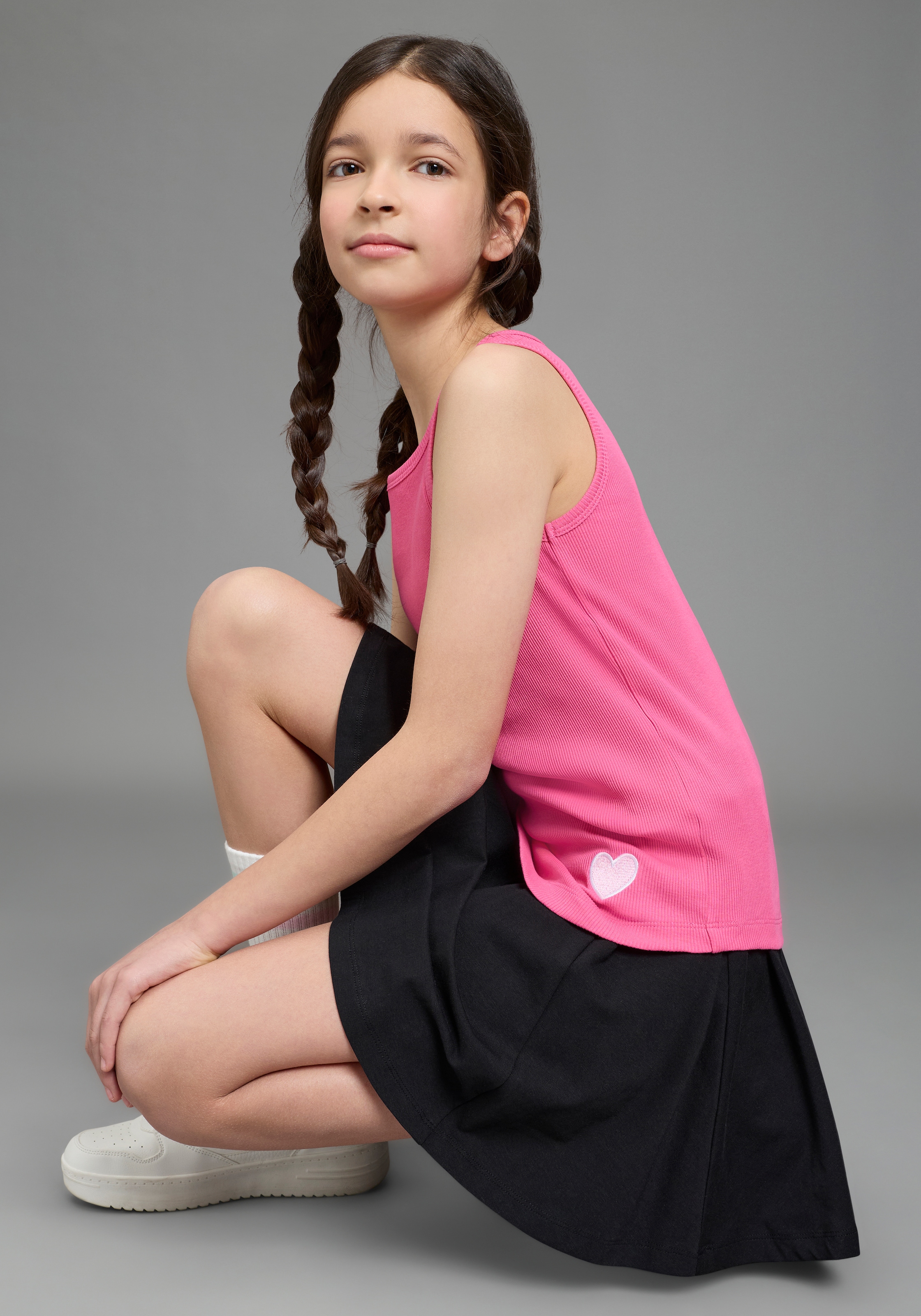 H.I.S Ripptanktop »3er Pack H.I.S Ripp-Tops mit Stickerei« Packung, 3, 3 tlg. für Mädchen, ärmelloses Design, aus Baumwolle, elastische Rippware