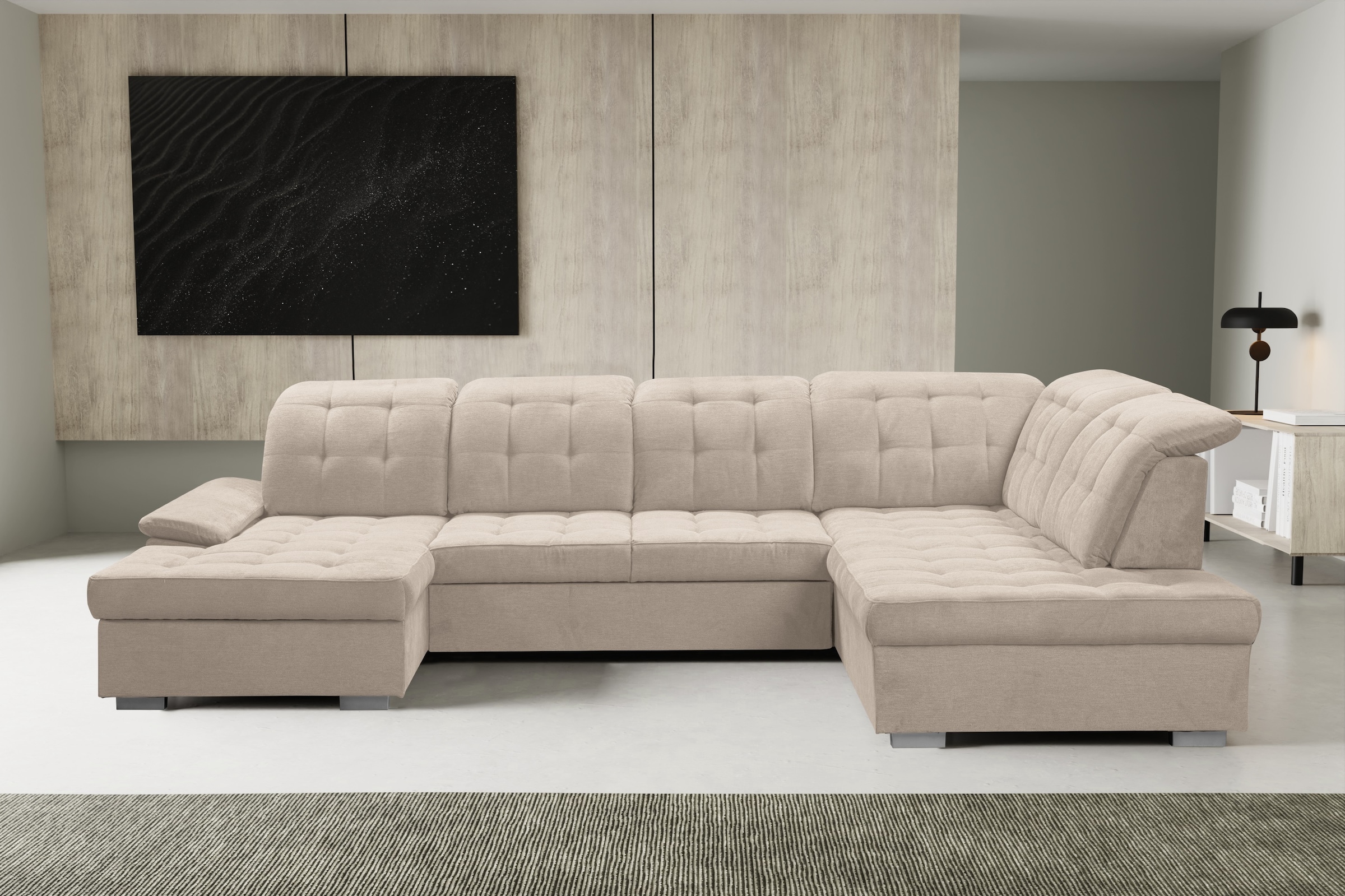 WERK2 Wohnlandschaft »Kordula-New U-Form«, Sofa in U-Form mit Schlaffunktion & Bettkasten, Schlafcouch