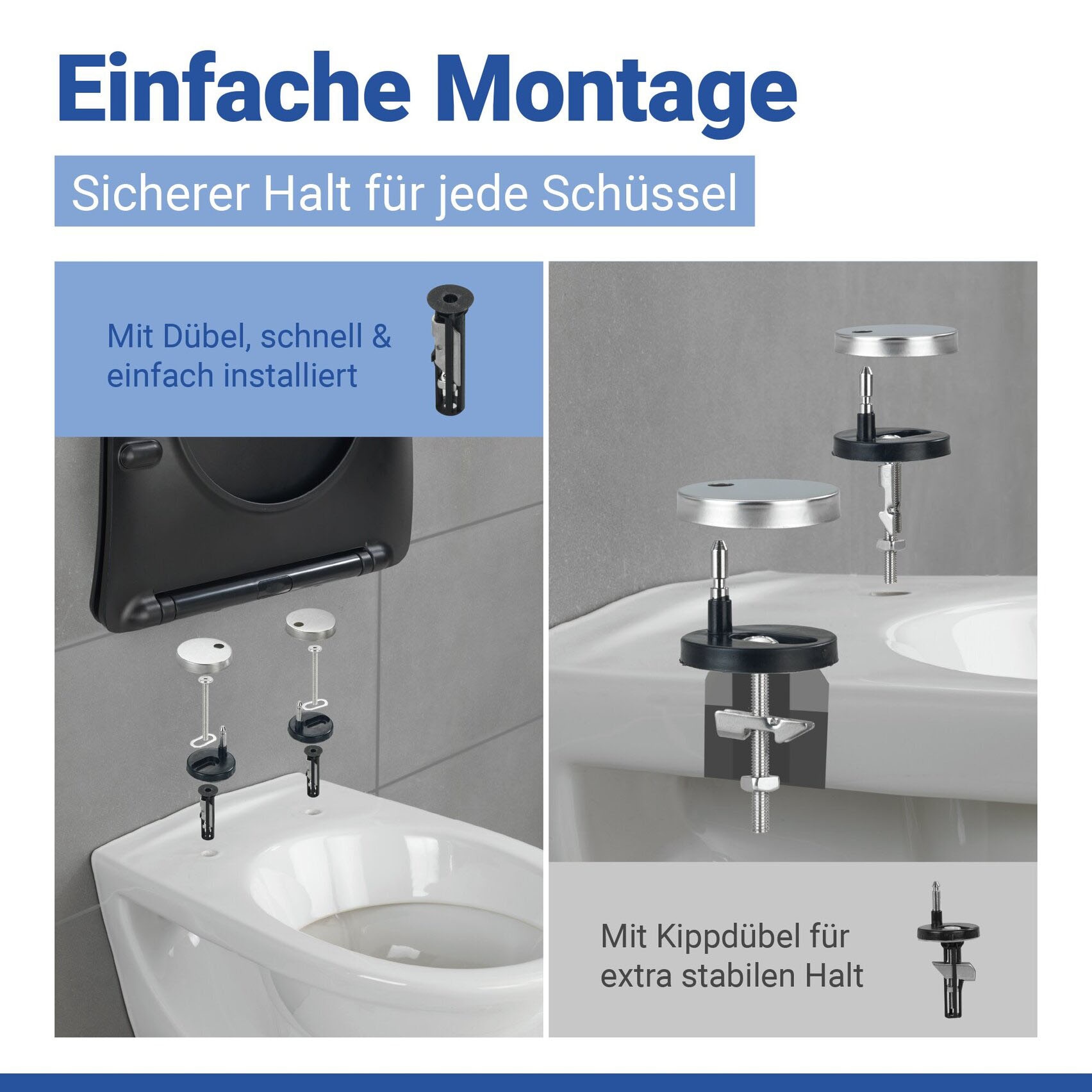 WENKO WC-Sitz »Modell Galati« Toilettensitz aus Duroplast, ultraflach, D-Form, mit Absenkautomatik