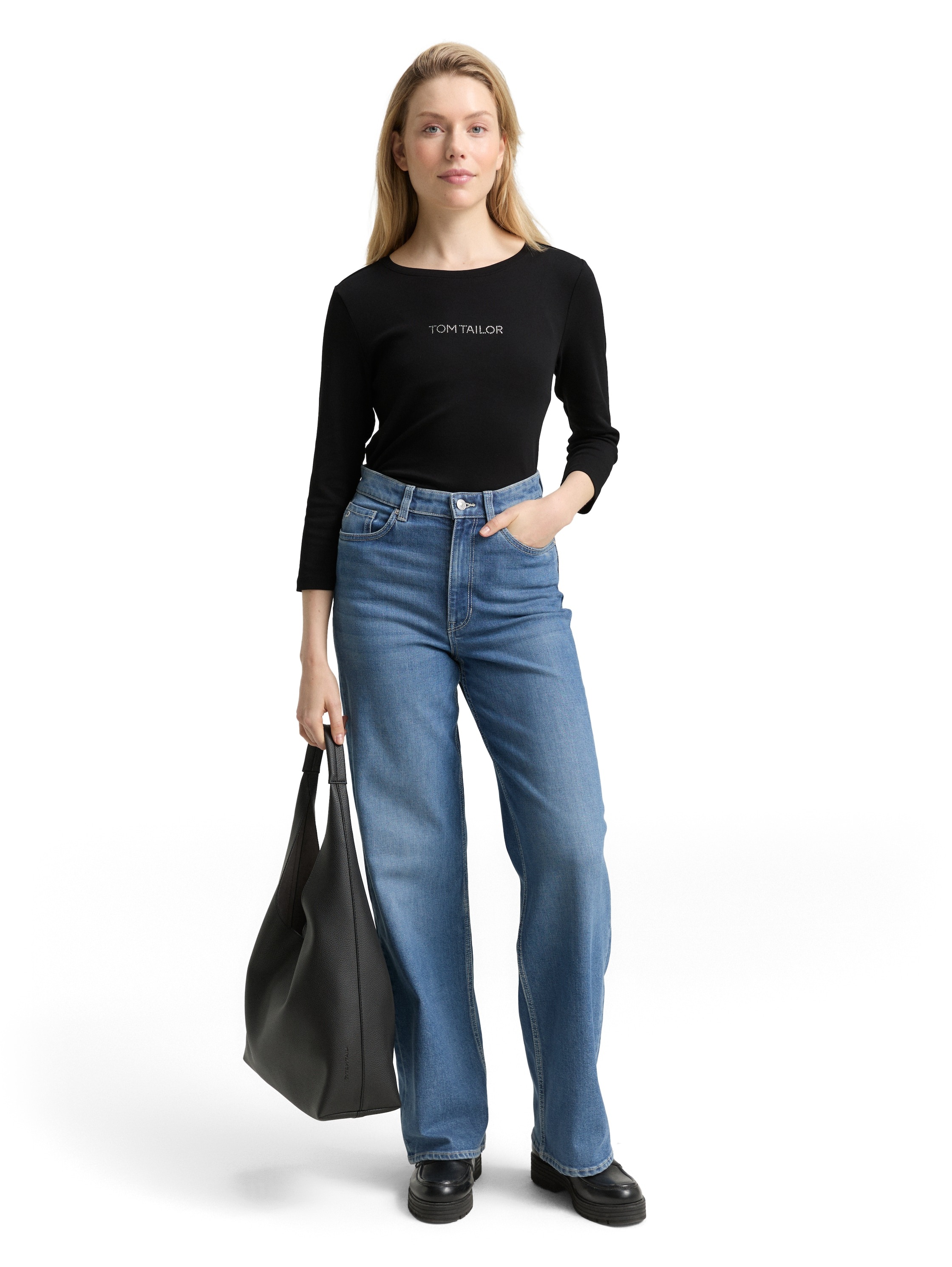 TOM TAILOR 3/4-Arm-Shirt mit Logo Schriftzug