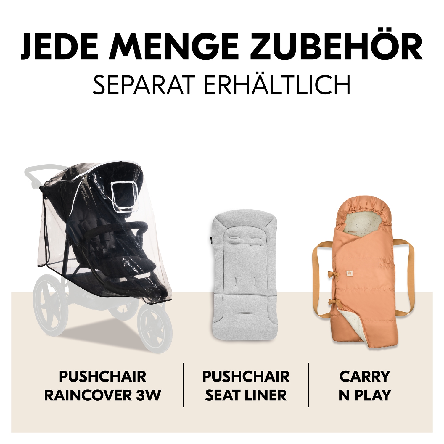 Hauck Dreirad-Kinderwagen »Runner 3, olive«, 22 kg, mit XXL-Lufträdern und Handbremse; bis 22 kg beslastbar