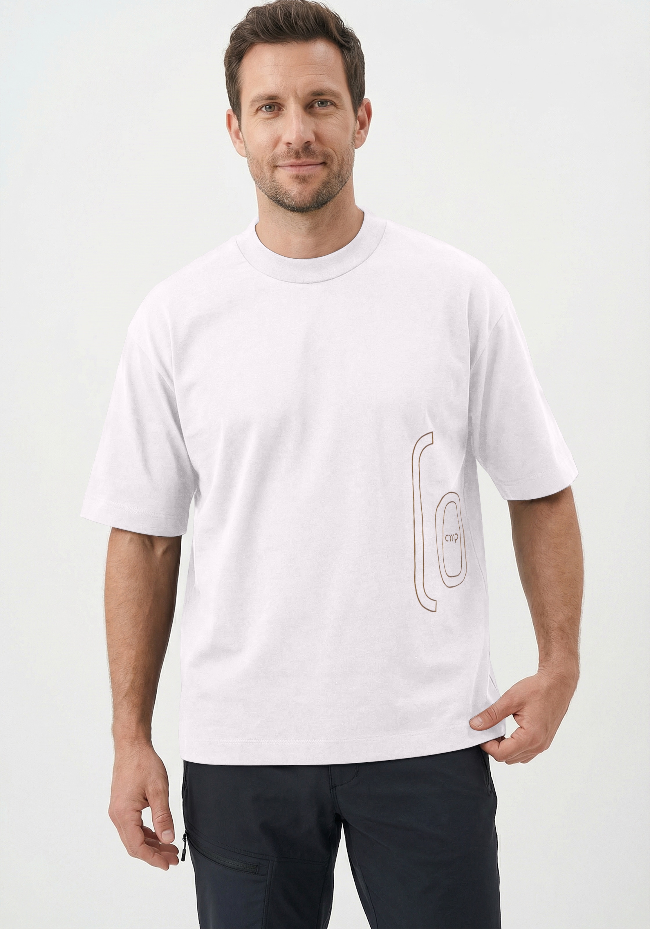 Cmp Herren Bianco Oversize-Shirt Mit Großem Schriftzug Vorne Seitlich Bis Auf Den Rücken erhältlich in Größe L/M/S/XL/XXL von Baur