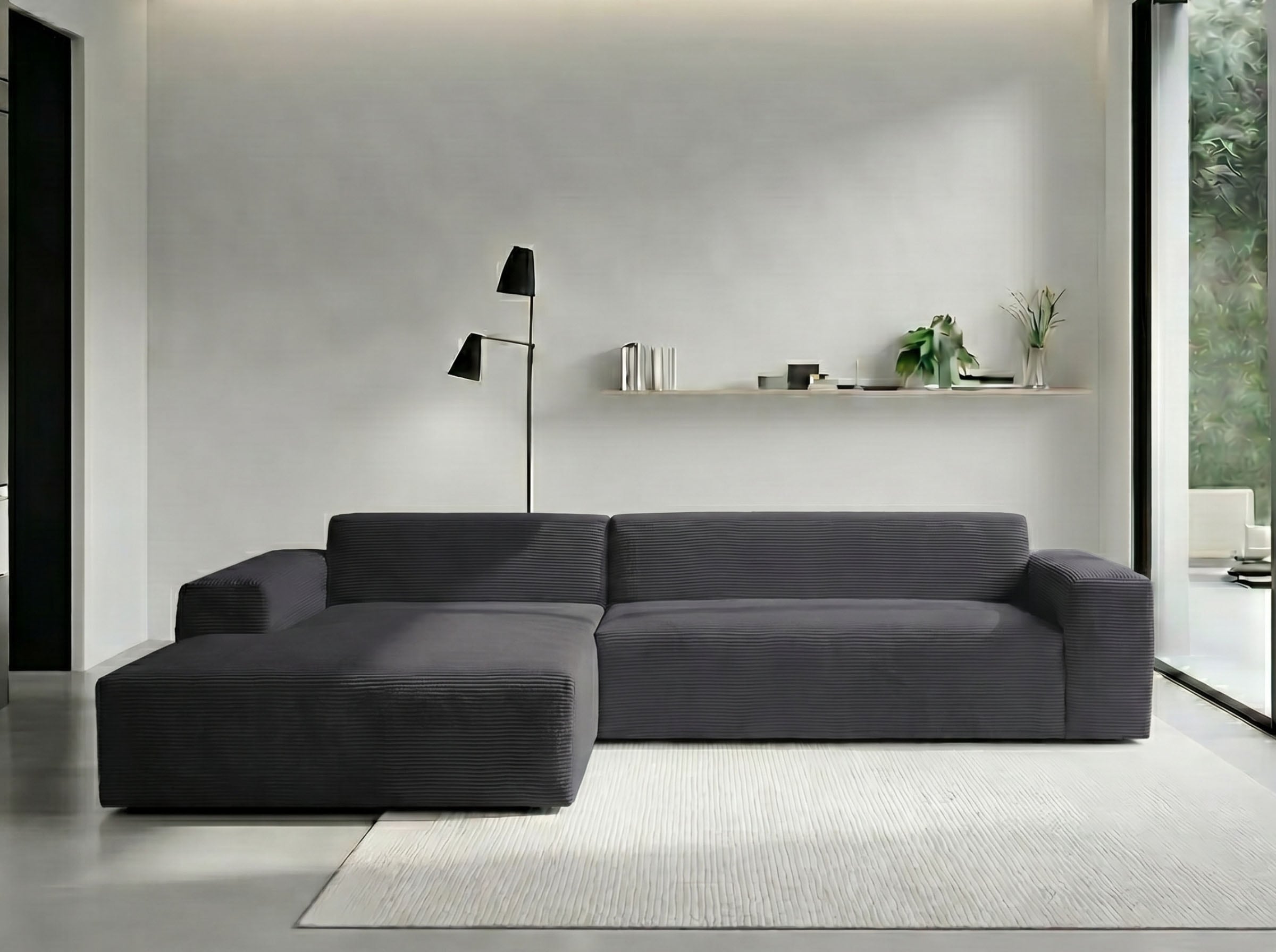 WERK2 Ecksofa "Zeus-XL 311 cm breit, bequemes Mega-Sofa in L-Form, große Sitztiefe" Curvy-trend Cord Big-Sofa mit 210 cm XXL-Ottomane für 2 Personen