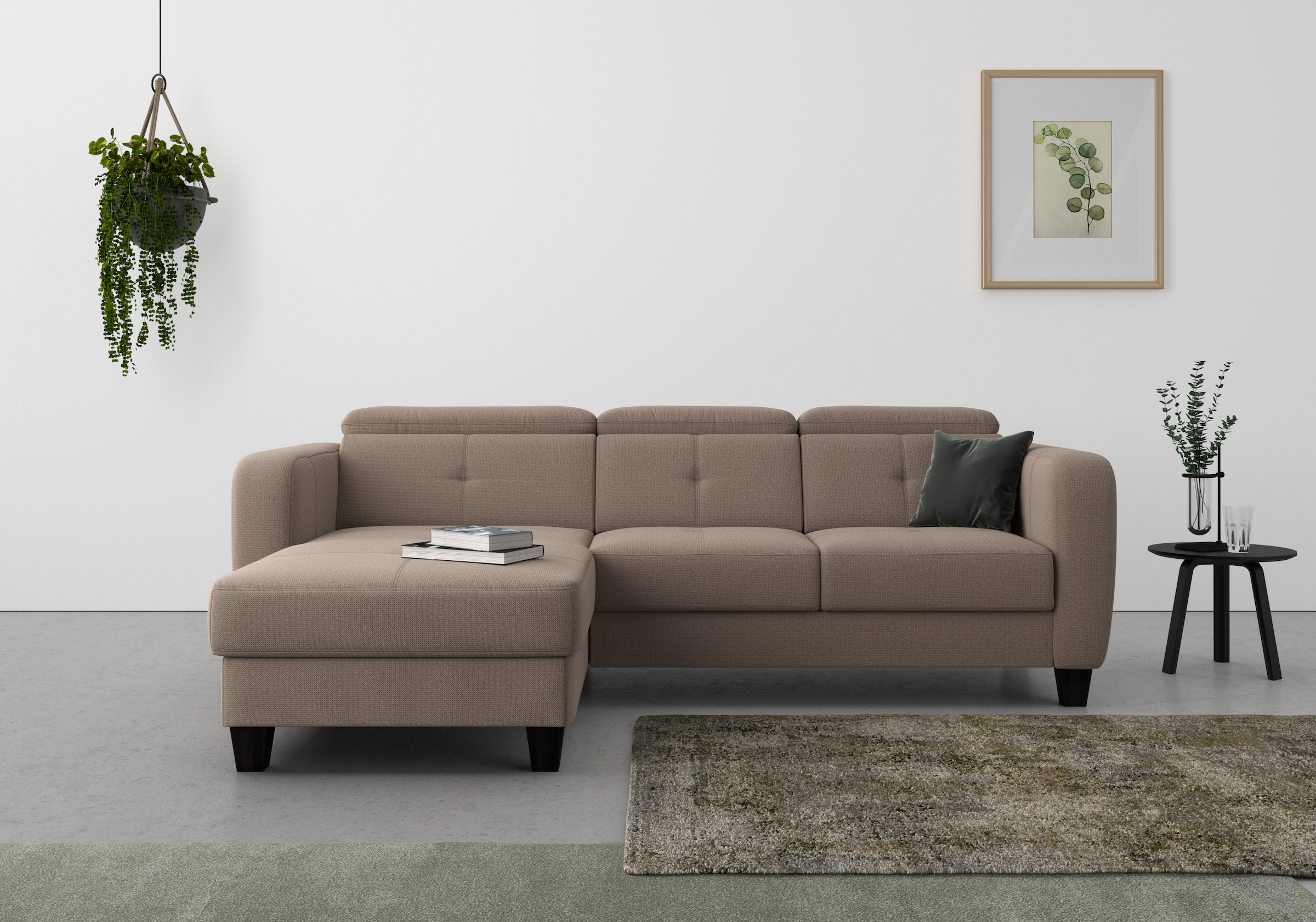 sit&more Ecksofa "Belluci L-Form" inklusive Federkern, wahlweise mit Schlaffunktion und Bettkasten