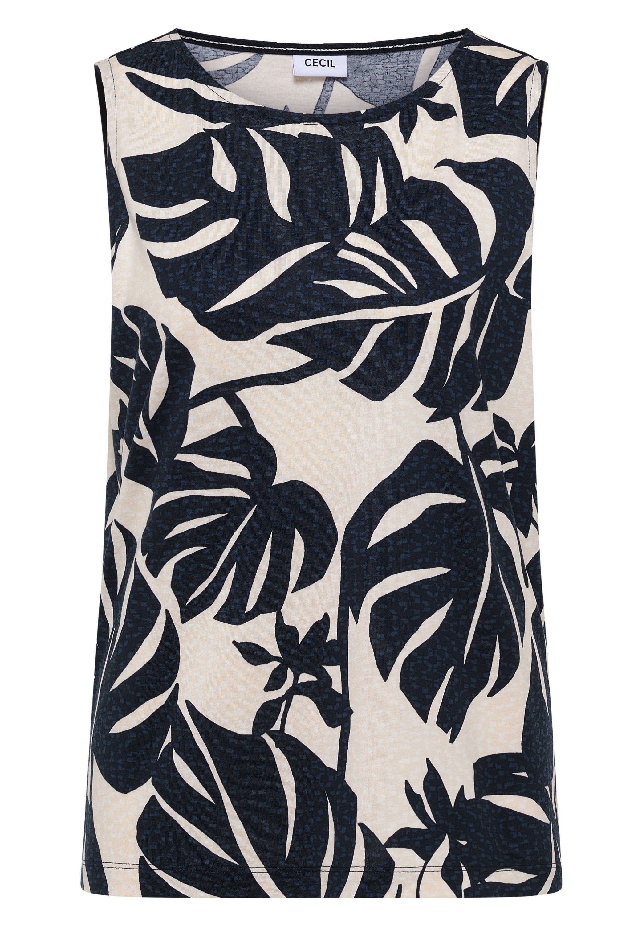 Cecil Shirttop Sommertop mit Rundhals und Blätterprint