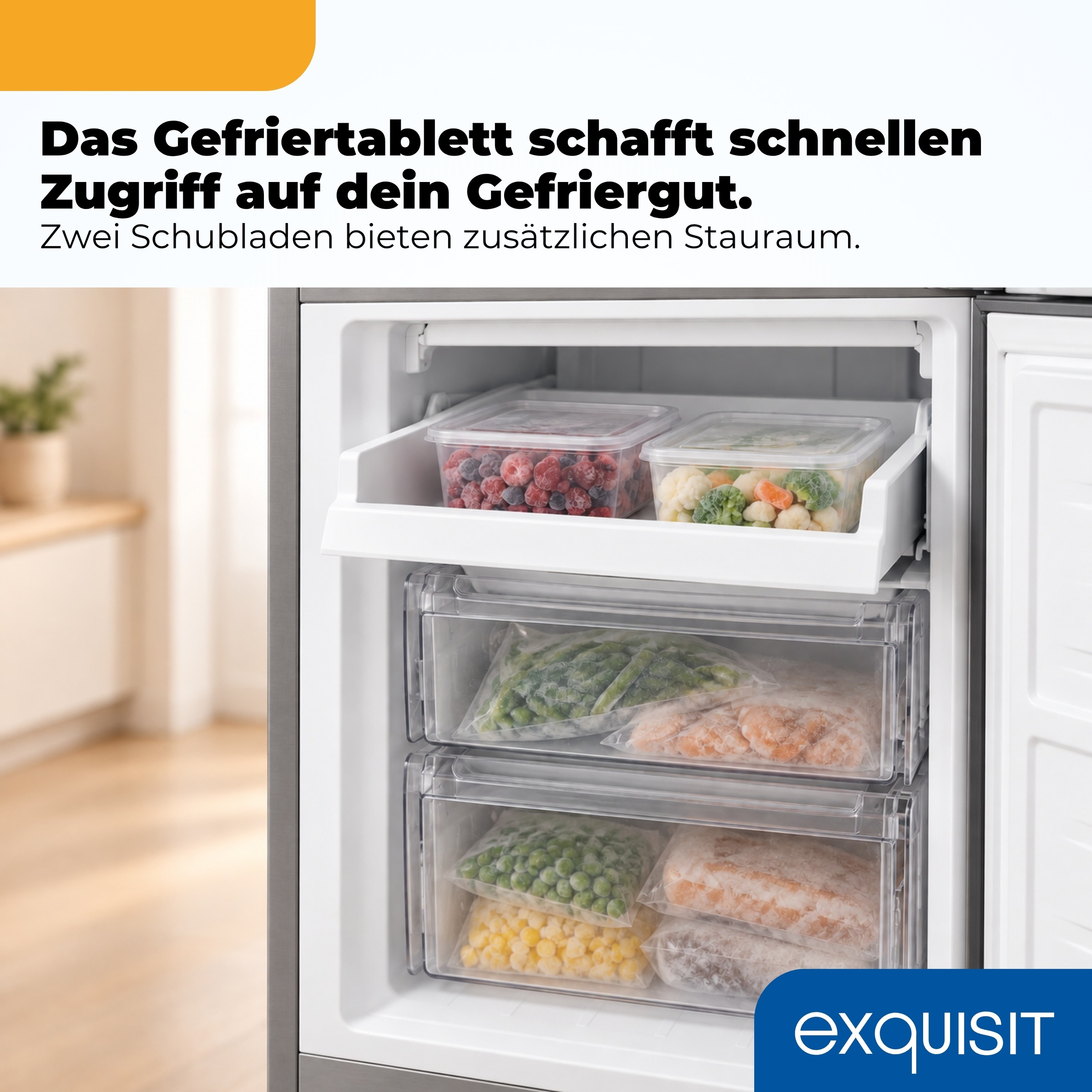exquisit Kühl-/Gefrierkombination »KGC265-70-NF-040D inoxlook« 180,5 cm hoch 54,5 cm breit NoFrost-Technologie, 4-Sterne-Gefrierfach & praktisches Gefriertablett