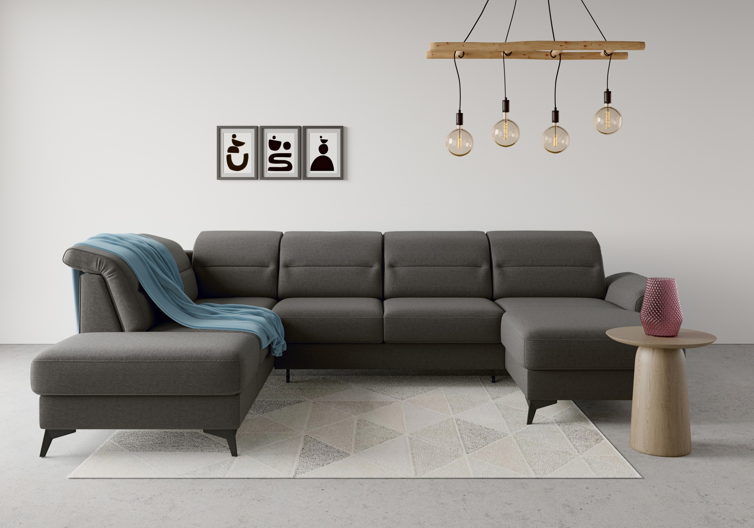 sit&more Wohnlandschaft "Sinatra U-Form" optional mit Kopfteilverstellung und Armteilfunktion, Metallfüße