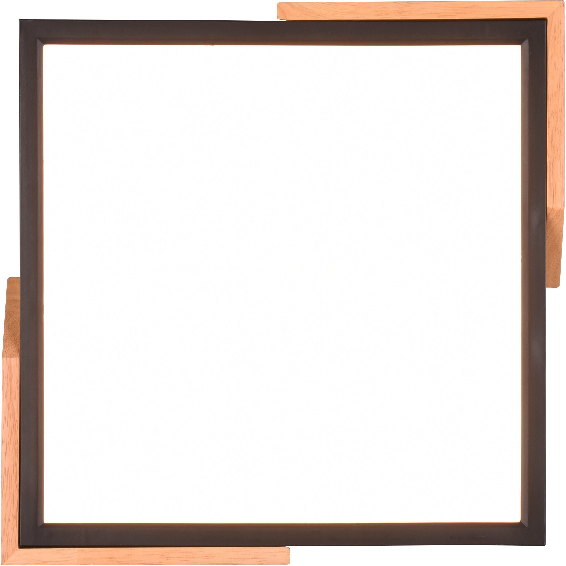 REALITY Leuchten LED Deckenleuchte »Meta«, 1 flammig, Leuchtmittel LED-Board | LED fest integriert, Deckenlampe Holzschirm 31x31cm, 20W/2400Lumen, warmweiß 3000K, dimmbar