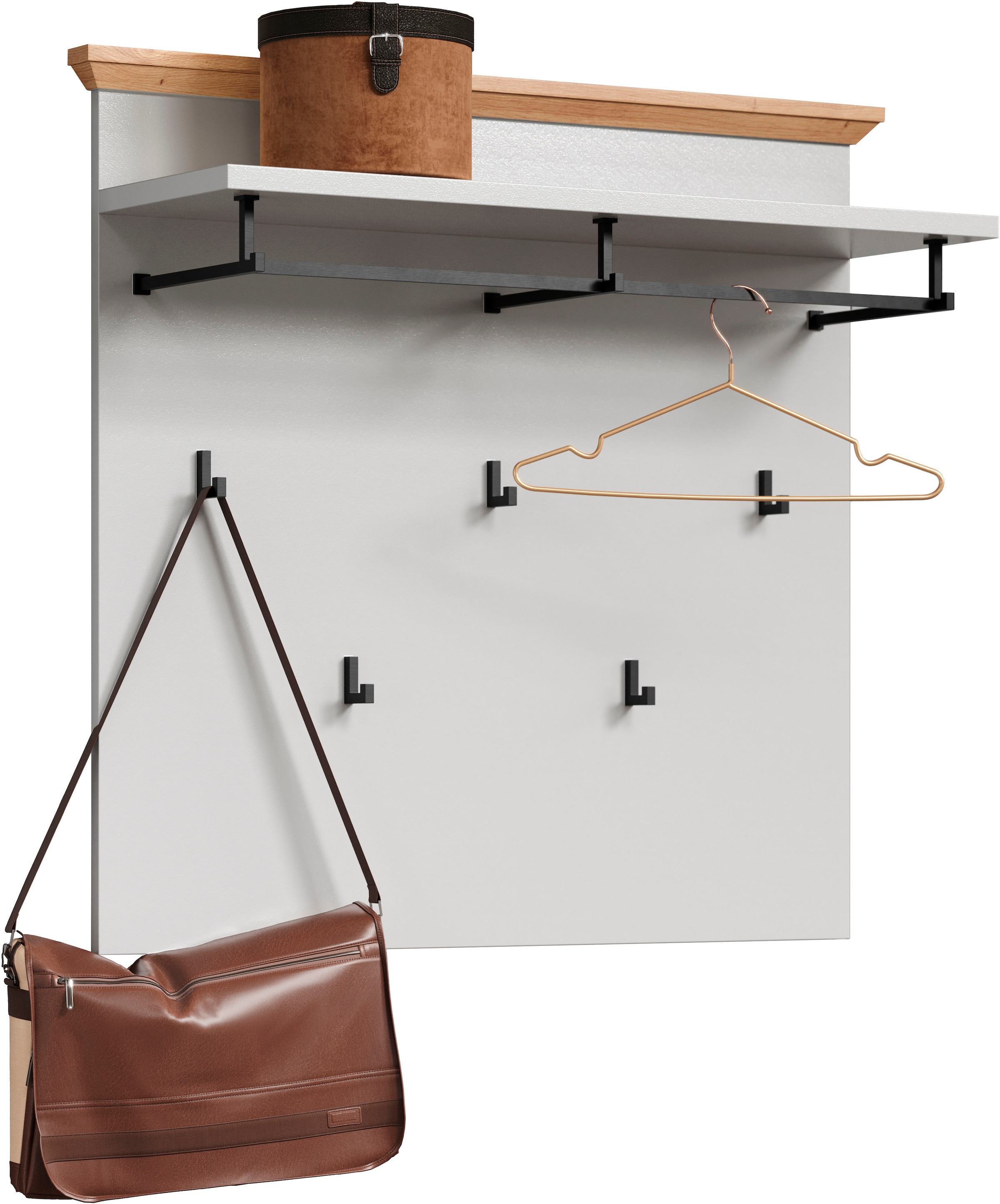 Home affaire Garderobenpaneel »Herzwill«, (1 St.), Wandpaneel, Maße B/H/T ca.: 91/49/41 cm in hellgrau und Eiche NB