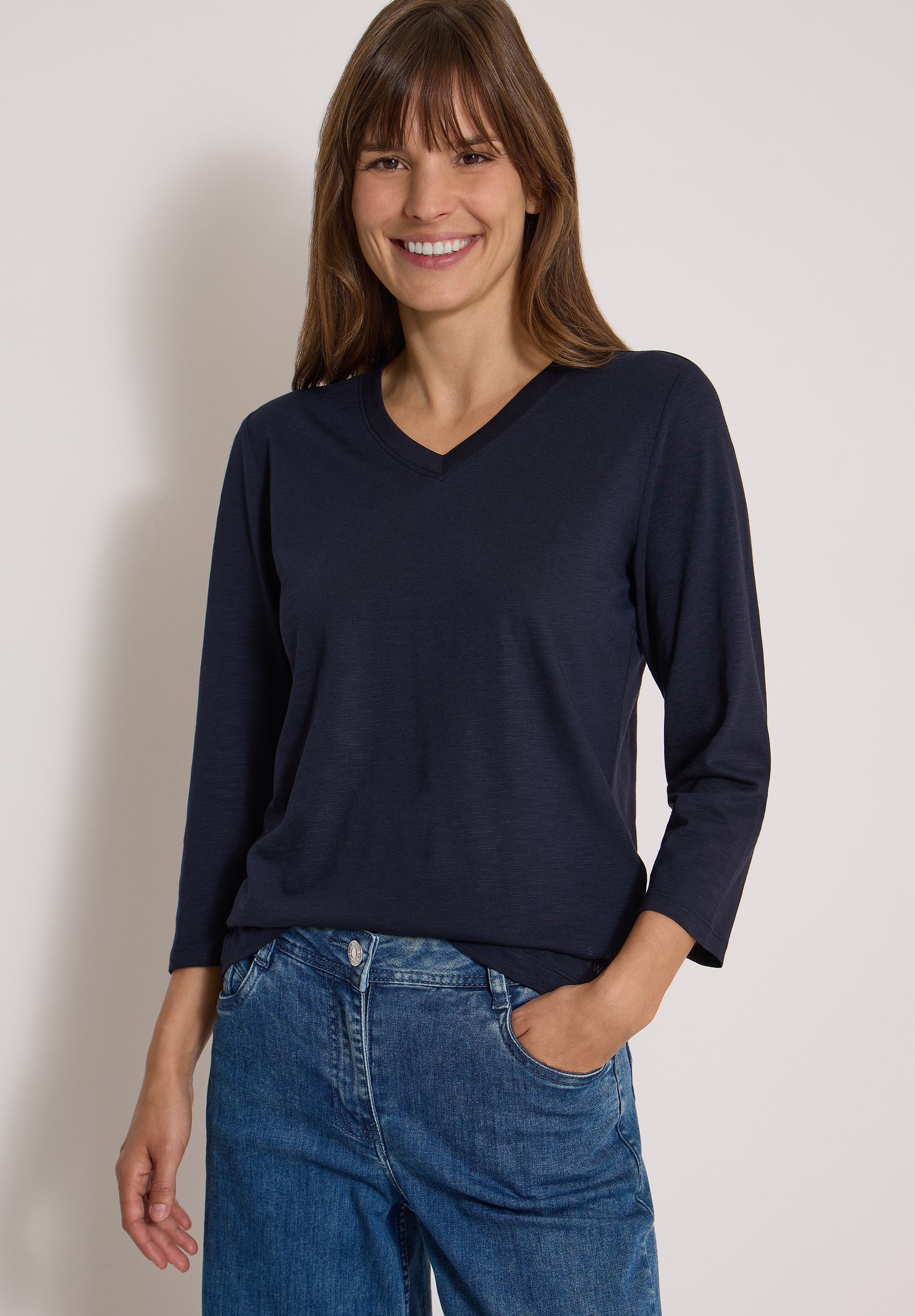 Cecil 3/4-Arm-Shirt aus softem Materialmix