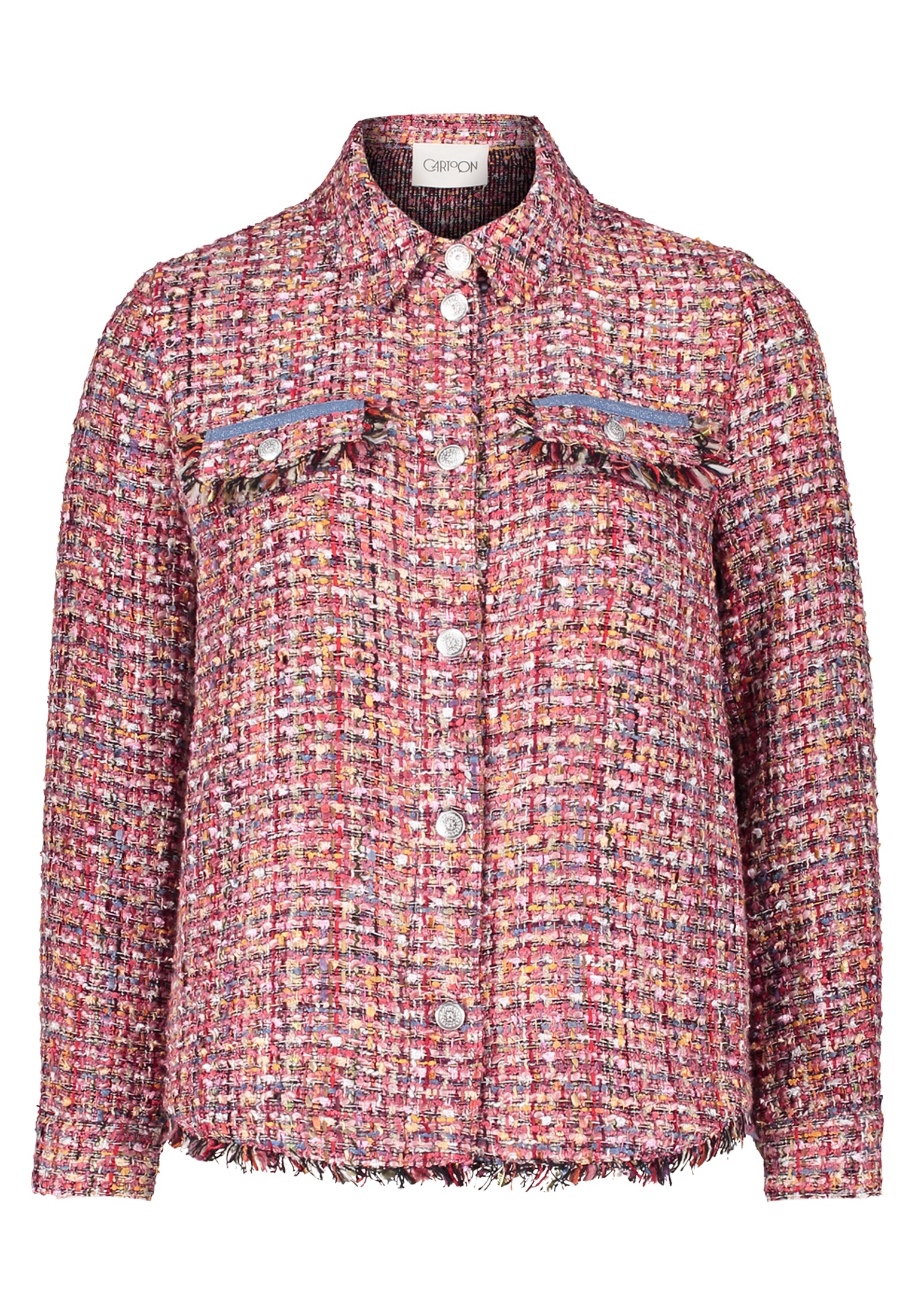 Cartoon Jackenblazer "Cartoon Damen Tweedblazer mit Fransen", Aufgesteppte günstig online kaufen