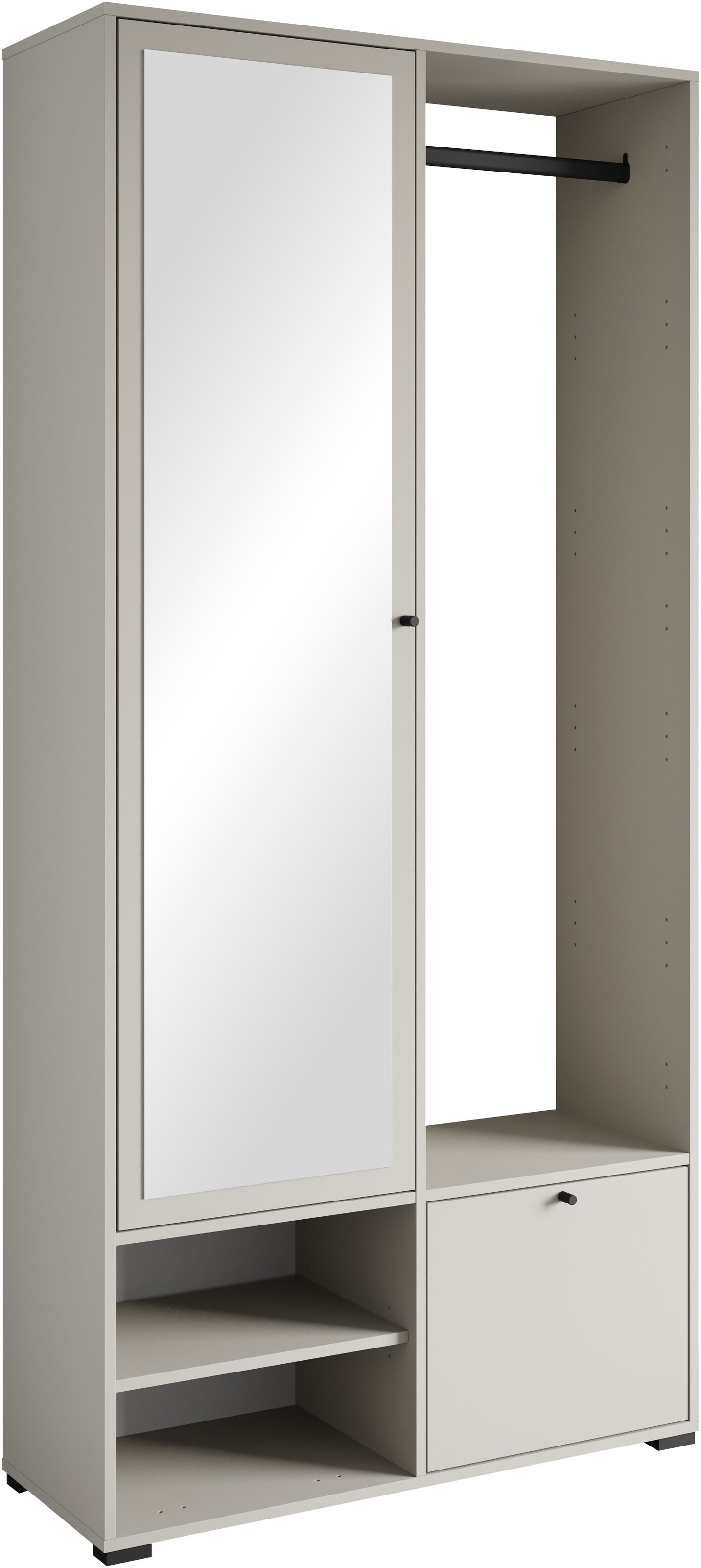 Home affaire Garderobenschrank "DINO Kompaktgarderobe, Garderoben-Set DINO" Mit Spiegel und Kleiderstange, 90 cm breit, Türanschlag wechselbar