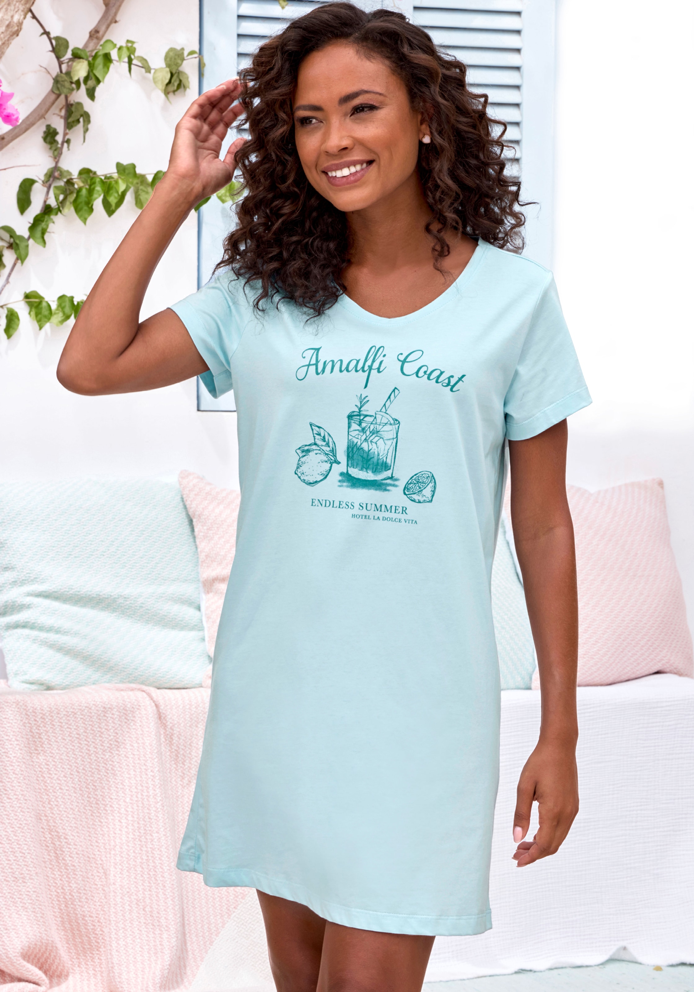 Vivance Dreams Sleepshirt 1-teilig, mit zart skizziertem Frontdruck günstig online kaufen