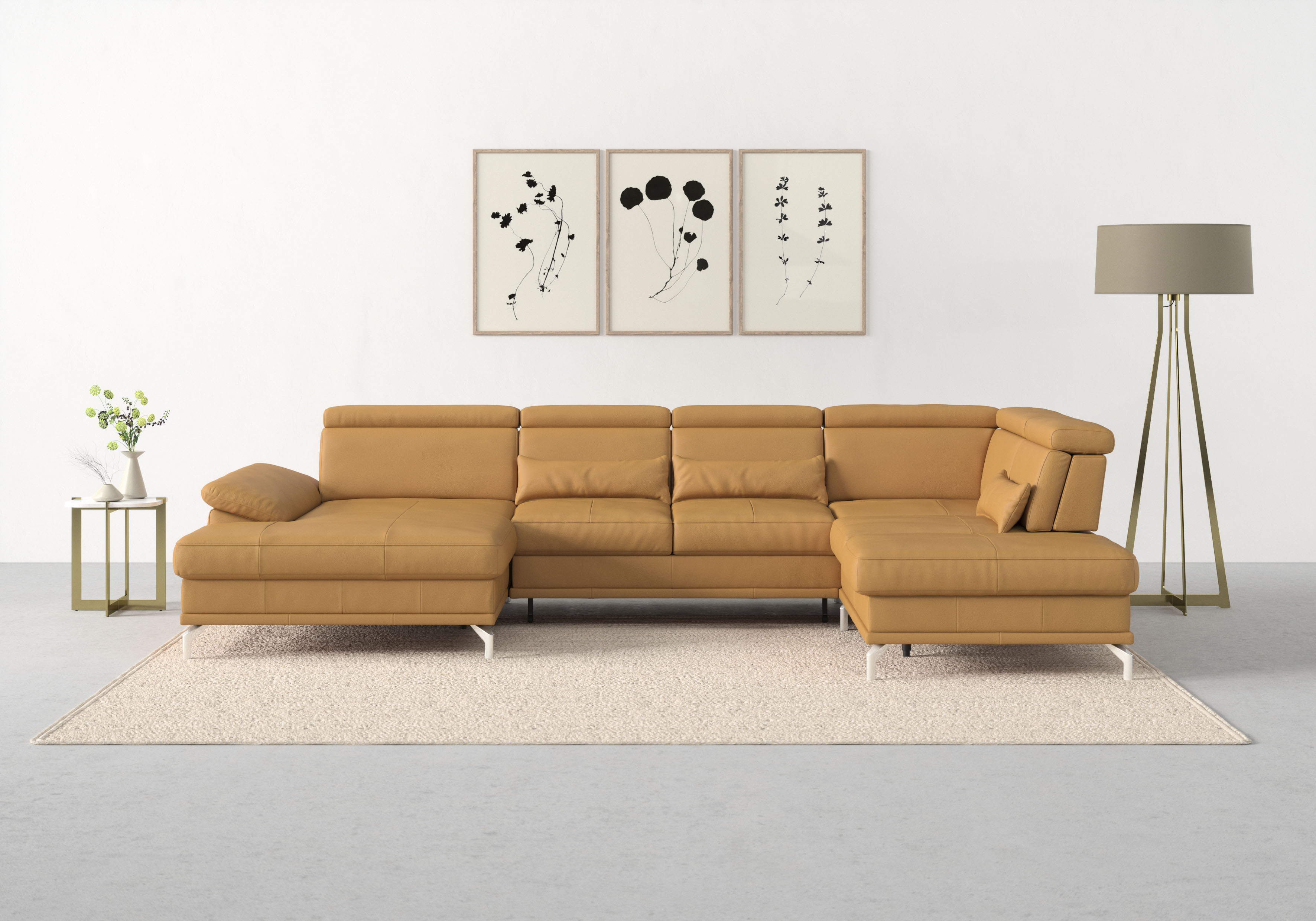sit&more Wohnlandschaft "Cabrio U-Form, B: 359 cm, mit Sitztiefen-, Arm- & Kopfteilverstellung" 3 Nierenkissen, Federkern, optional Schlaffunktion und Stauraum