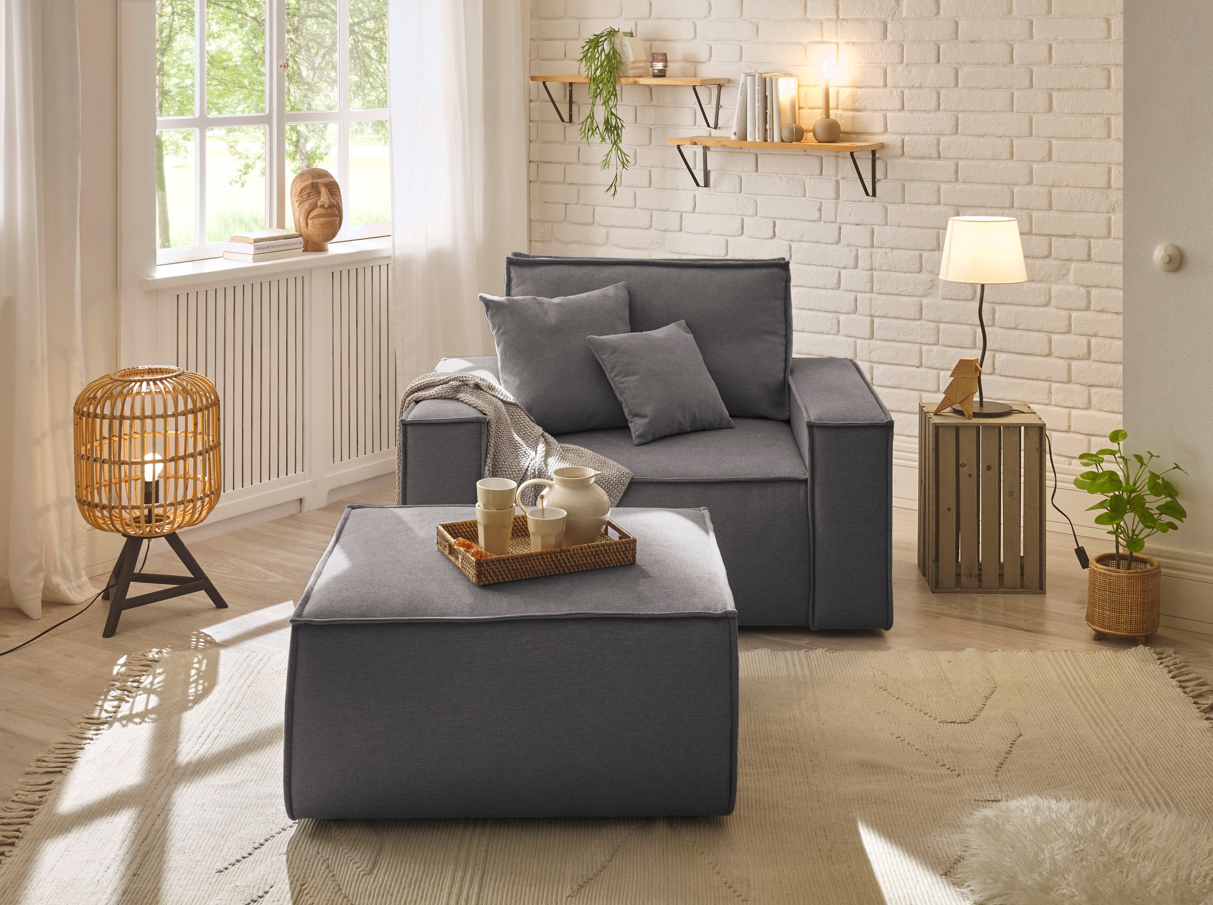 andas Loveseat »Finnley«, (2 St.), Loveseat und Hocker im Set, passend zur Polster-Serie Finnley