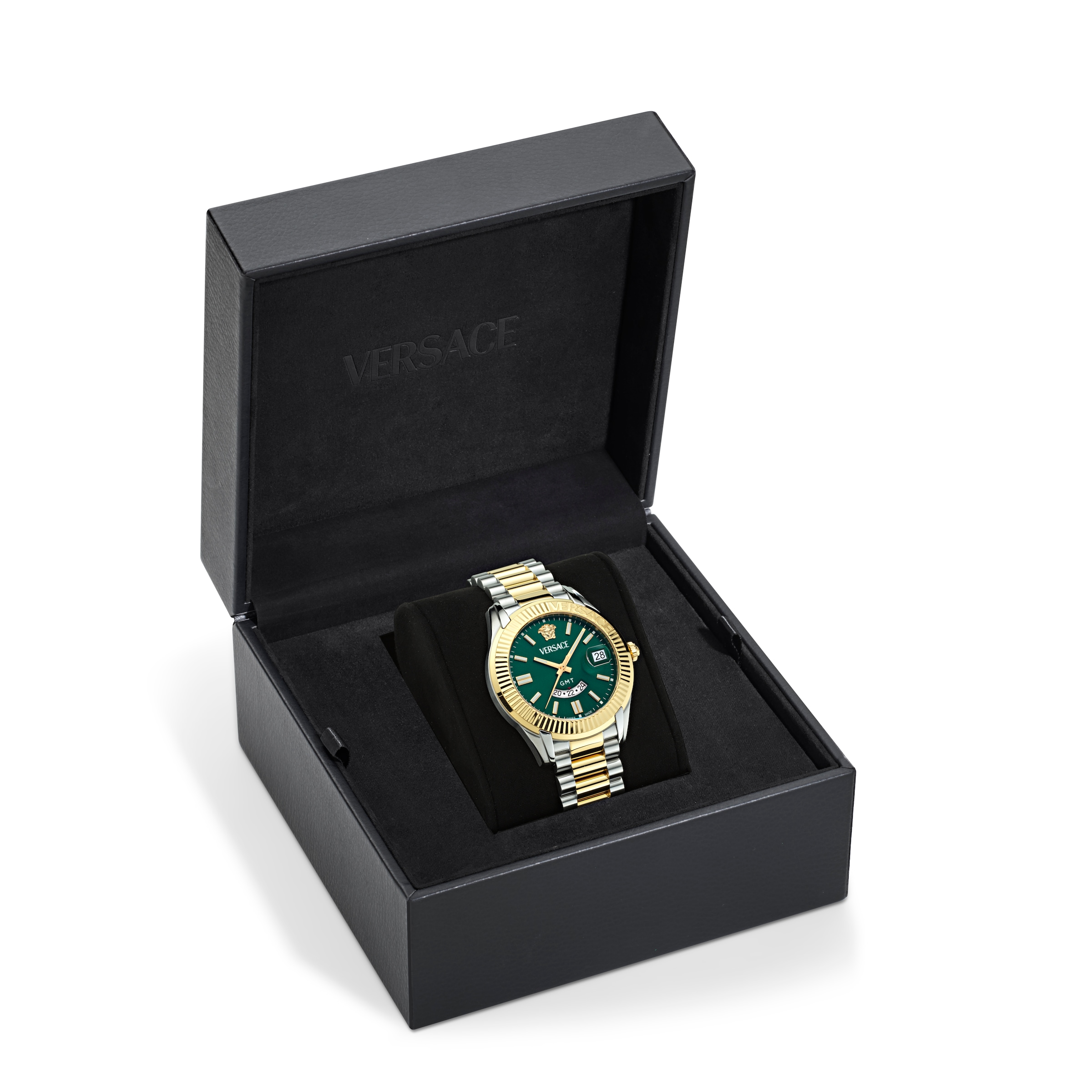 Versace Quarzuhr »APODIS« Armbanduhr, Herrenuhr, Swiss Made, Edelstahlarmband, analog, GMT