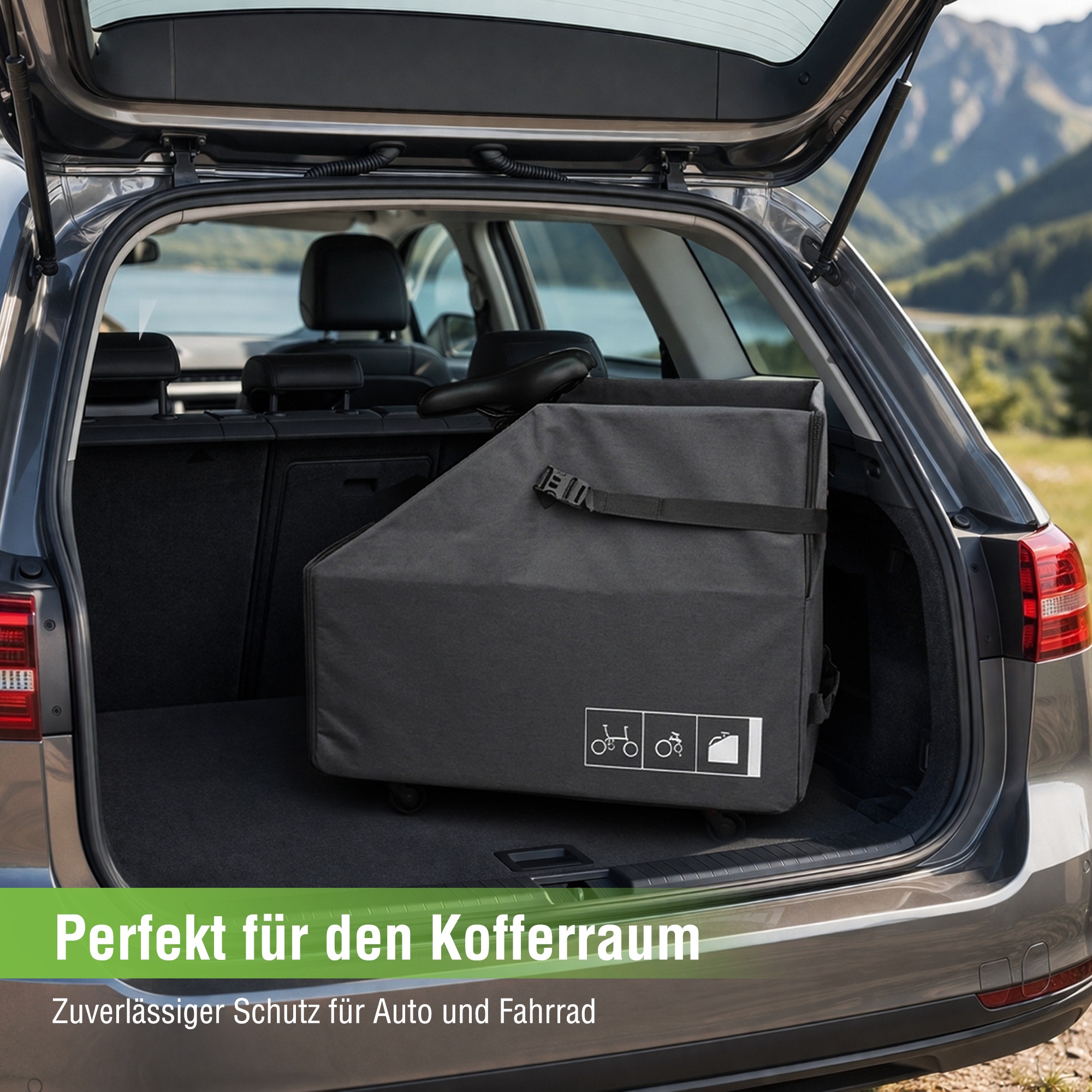 SachsenRad Aufbewahrungstasche »Faltrad-Transportbox für SachsenRAD F2, F3, F11, F12« gefaltet 84 x 44 x 8 cm, mit Regenschutz, abnehmbares 4-Rollen-System