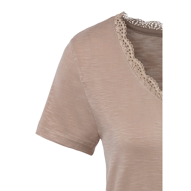LASCANA T-Shirt, (Packung, 2 tlg.), mit zarter Spitze am Ausschnitt kaufen  | BAUR