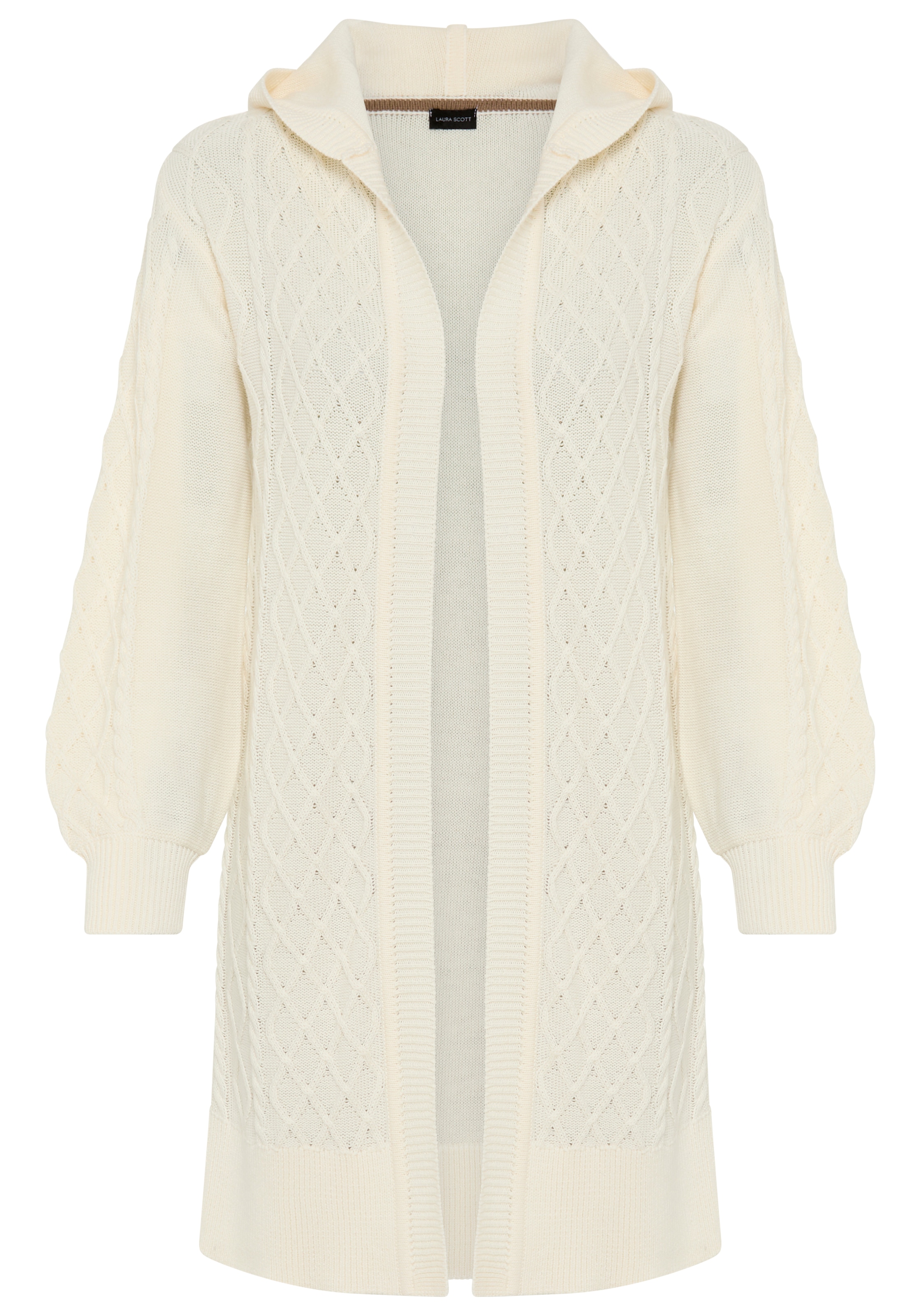 Laura Scott Longstrickjacke, mit Kapuze in lässigem Zopfstrick Design - NEUE KOLLEKTION
