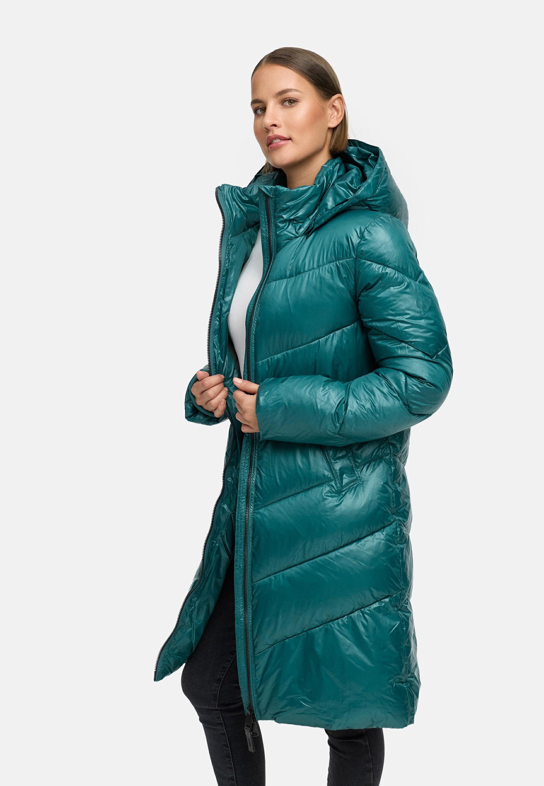 Ragwear Wintermantel »Rebelka Shiny« Glänzender Winter Steppmantel mit Kapuze