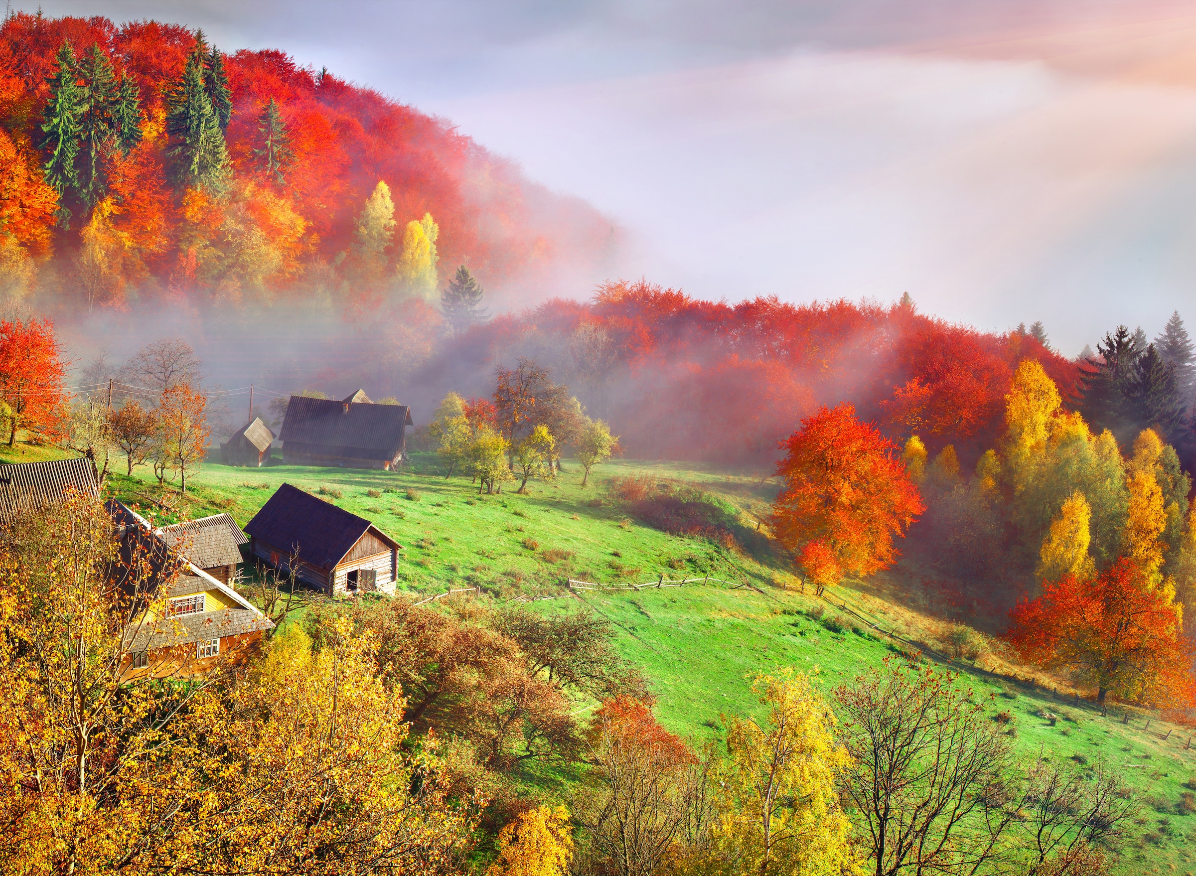 Papermoon Fototapetas »Autum Mountain Village«