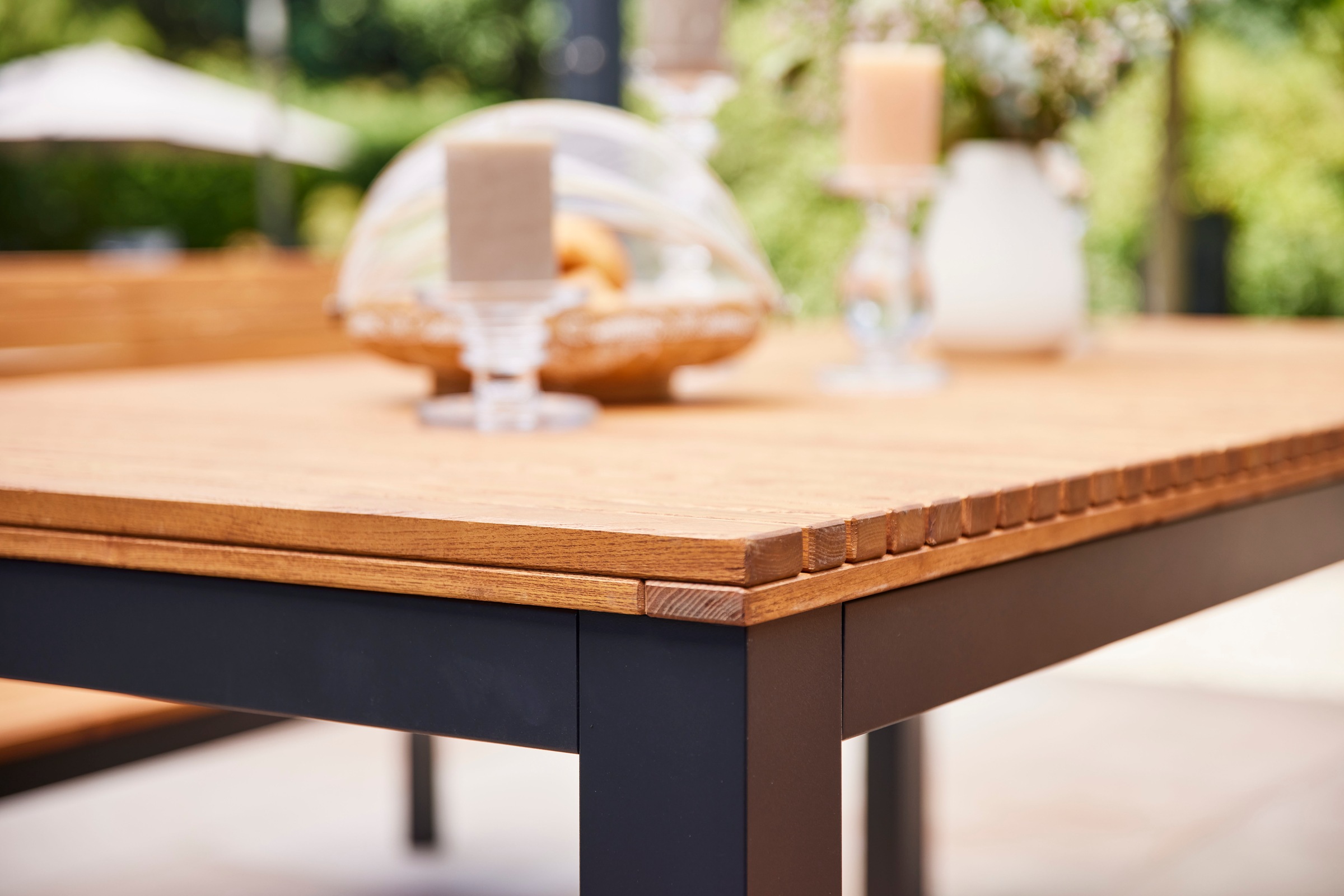 Siena Garden Gartentisch »»Bozen« BxTxH:100x220x76 cm«, Aluminium mit Robinienholz aus 100% FSC Holz