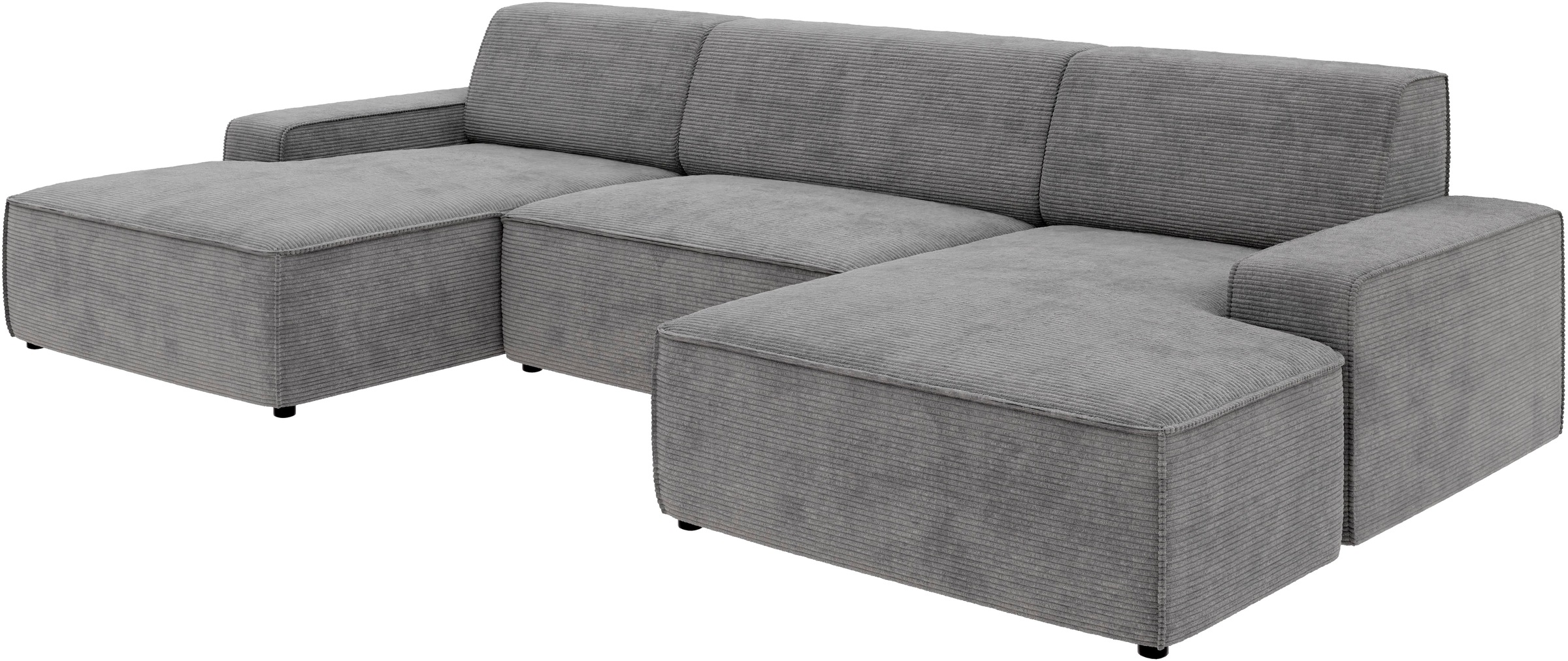 TRENDMANUFAKTUR Wohnlandschaft »Graz, wahlweise mit Sitzvorschub und Bettkasten, U-Form, Breite 329 cm«, in Cord-, haustierfreundlichem LEO Struktur- oder LUMOS-3D-Bezug