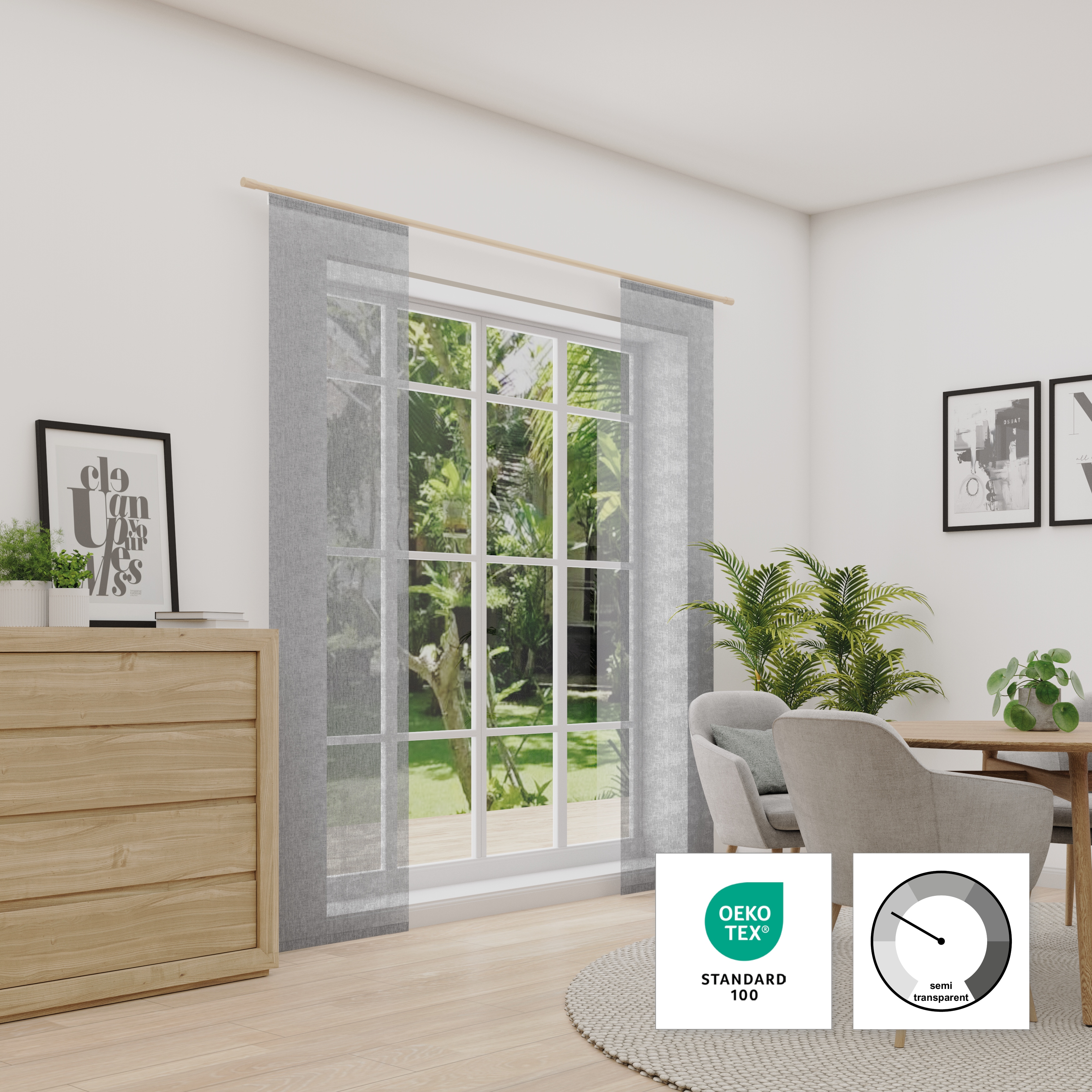 Neutex for you Schiebegardine "LUCIA" Paneelwagen 1 Stk. tlg. Criss-cross Optik mit Effektgarn