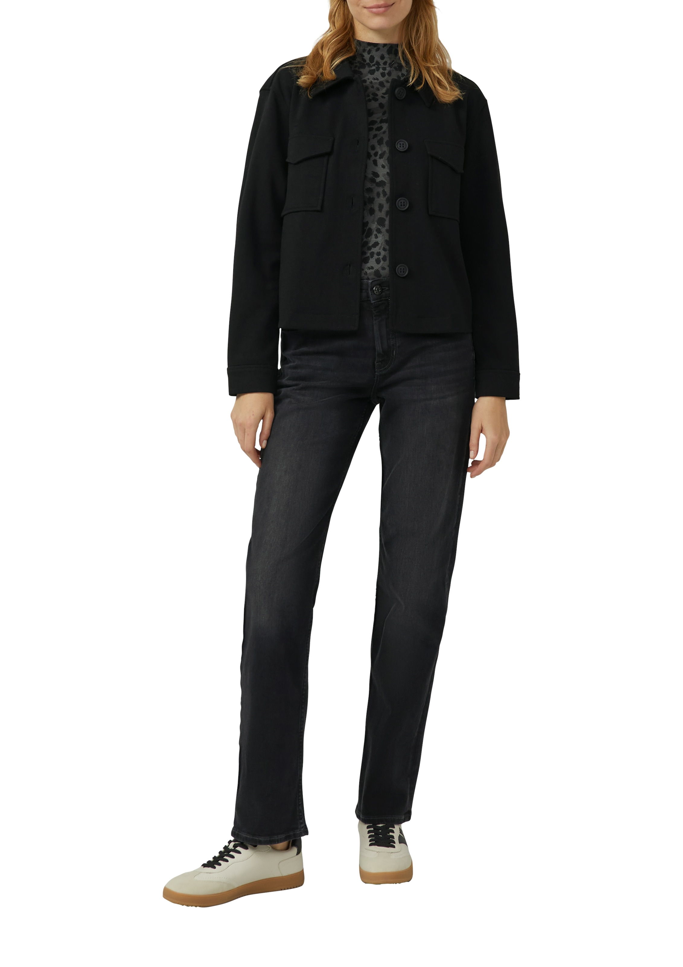 s.Oliver Langarmshirt mit Stehkragen und aus Viskose-Stretch