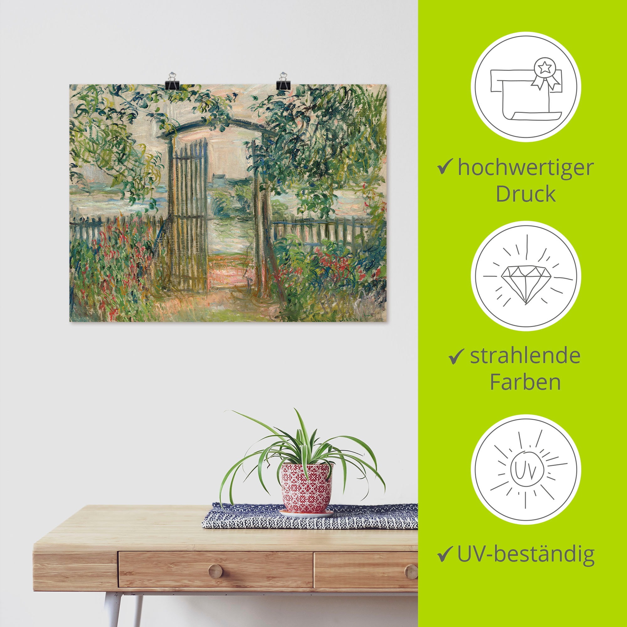 Artland Wandbild »Das Gartentor in Vetheuil«, Garten, (1 St.), als Leinwandbild, Poster in verschied. Größen