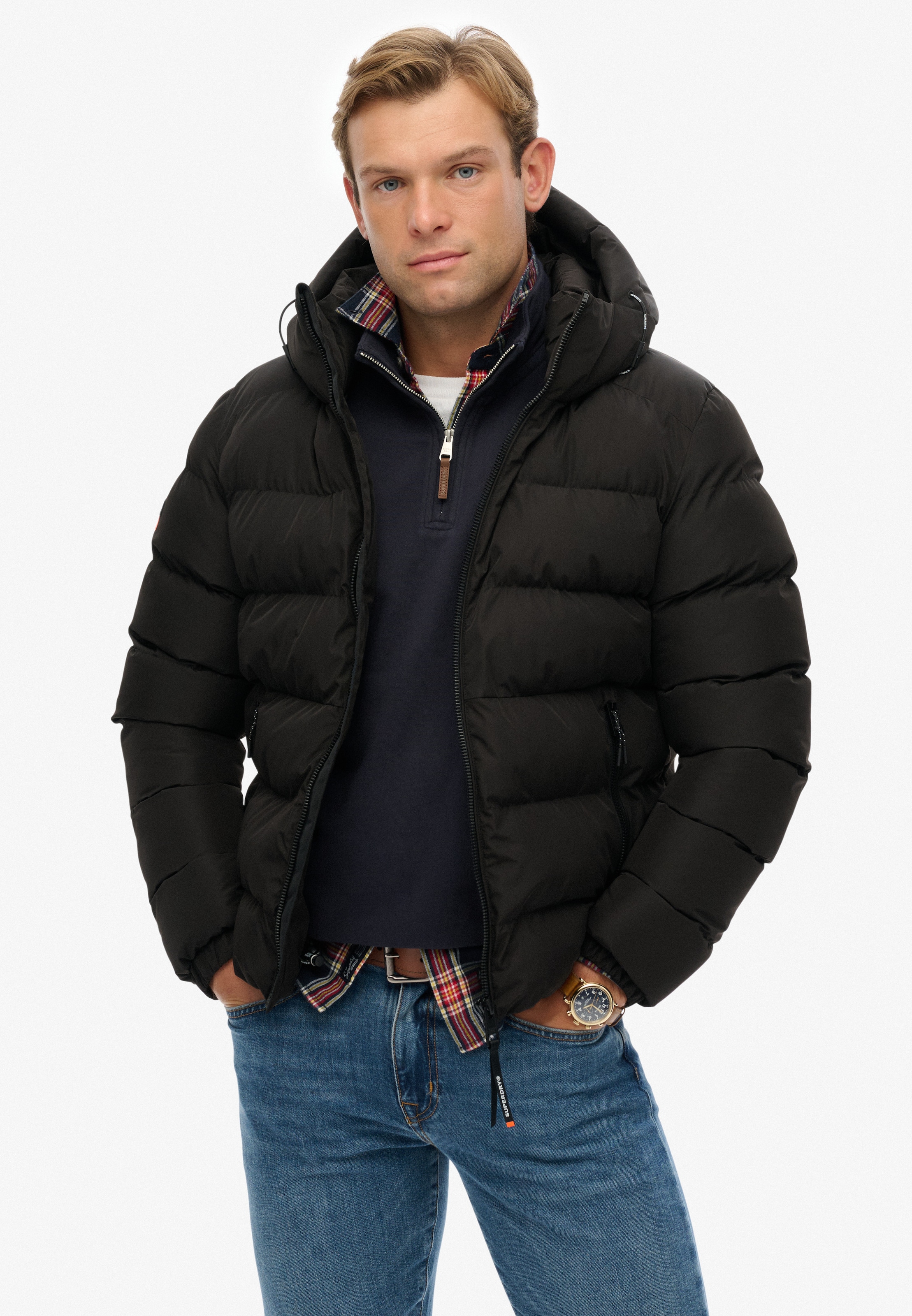 Superdry Steppjacke »HOODED SPORTS PUFFER JACKET« mit Kapuze Kunstfaser, relaxed fit