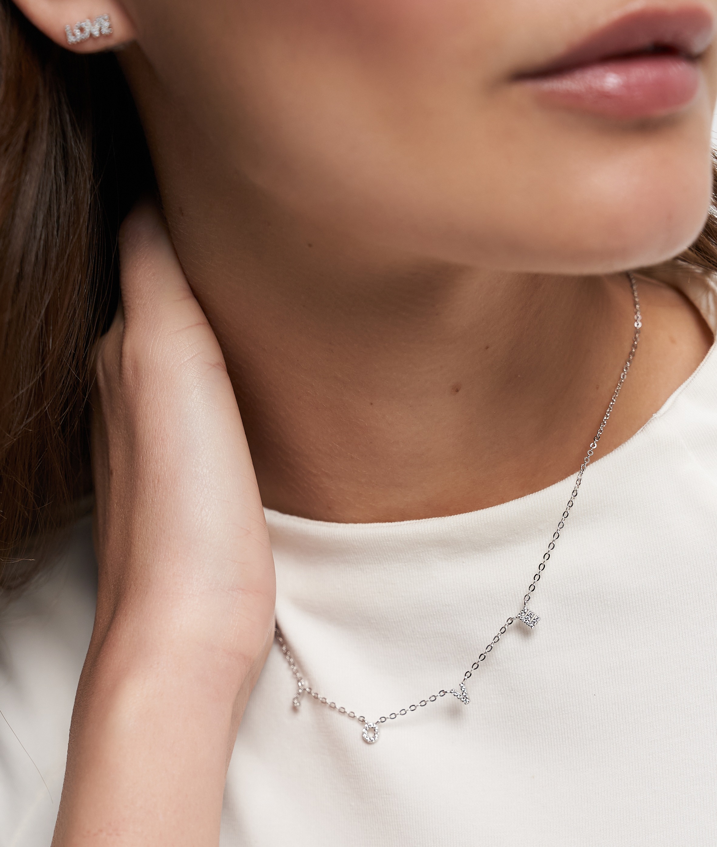 Tamaris Silberkette »Schmuck Geschenk Silber 925 Halskette Love Letters« mit Zirkonia (synth.)